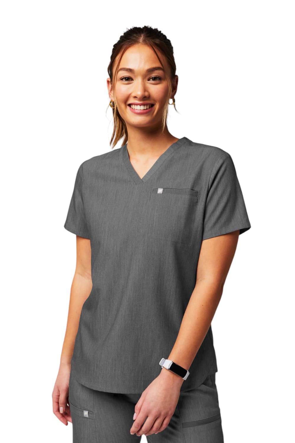 Fabletics Women's Vital 1-Pocket Scrub Top - MotionTech, Wrinkle-Resist, Chest Pocket, Anti-Shrink, Semi-Slim Fit