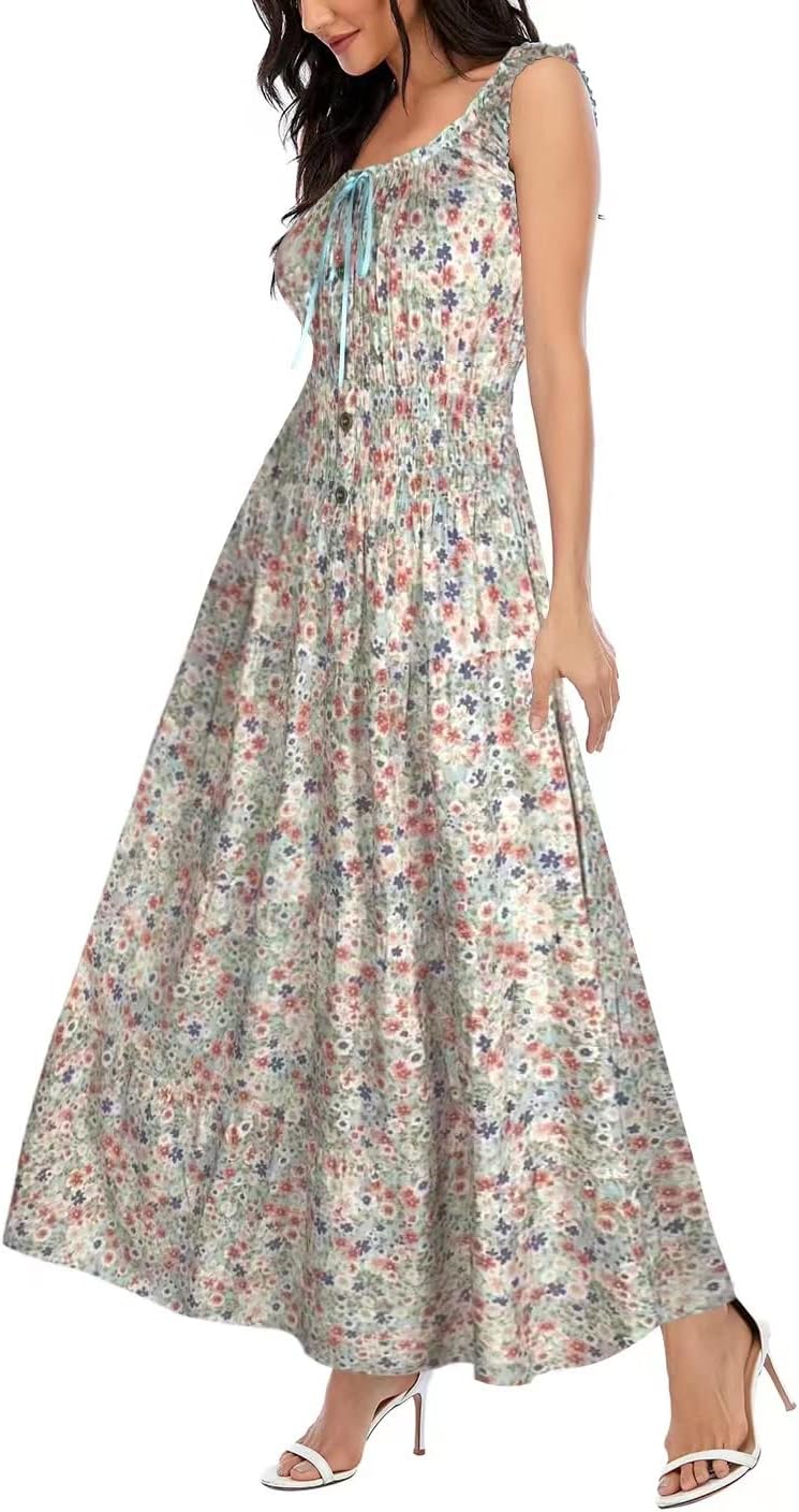 OSTOO Women's 2026 Summer Boho Floral Print Tiered Casual Flowy Long Maxi Dress