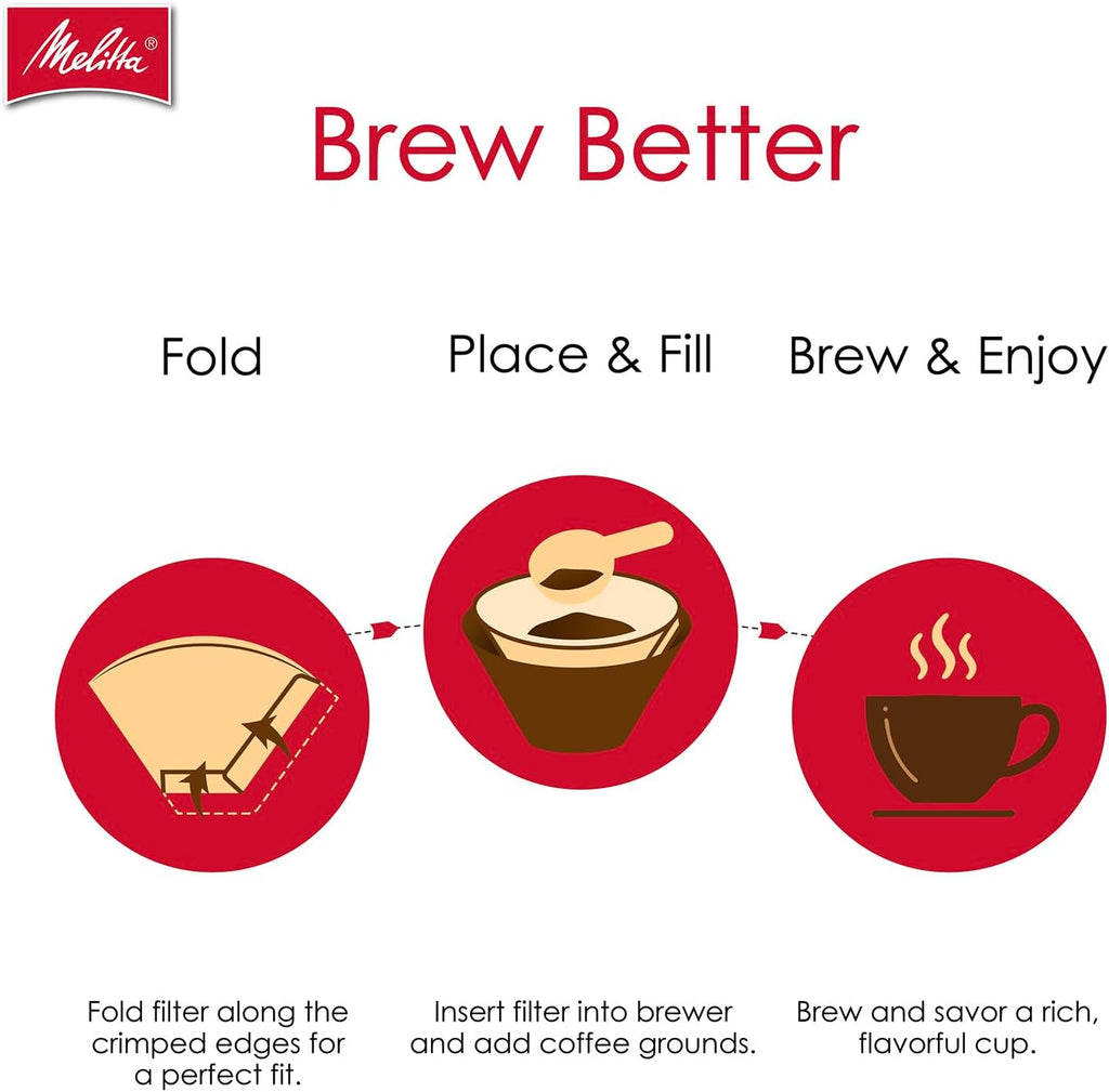 Melitta #4 Cone Coffee Filters, Bamboo, 80 Count (Pack Of 6), 480 Total Filters - Fits all 8-12 Cup Cone Coffee Makers and Pour-Overs, Compostable, Tear-Resistant, Made in USA