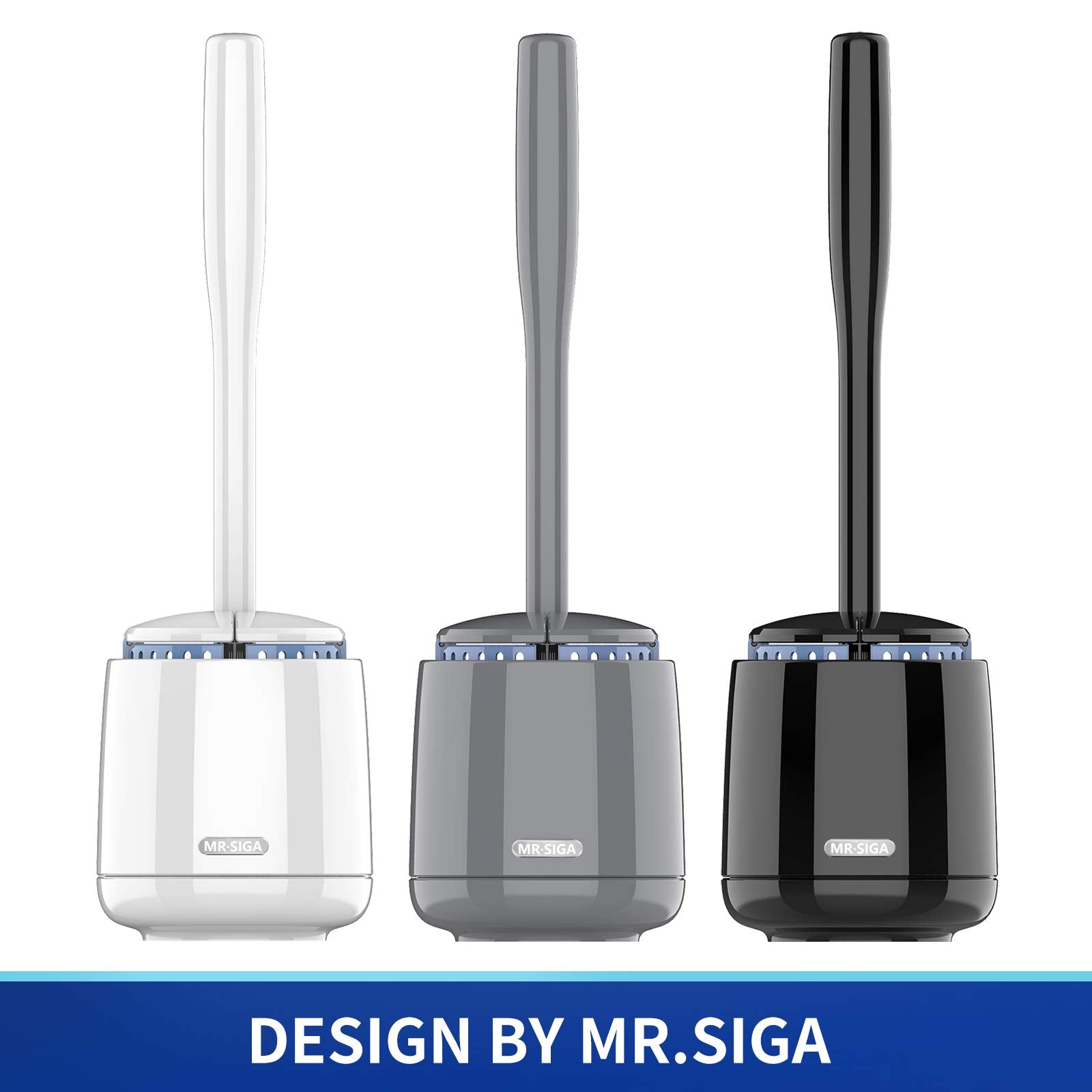 MR.SIGA Toilet Bowl Brush and Holder, Premium Quality, with Solid Handle and Durable Bristles for Bathroom Cleaning, Black, 1 Pack