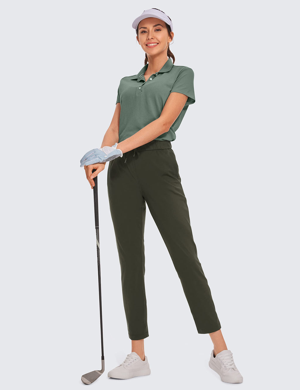 CRZ YOGA 4-Way Stretch Ankle Golf Pants for Women 27" - Casual Dress Work 7/8 Sweatpants with Pockets
