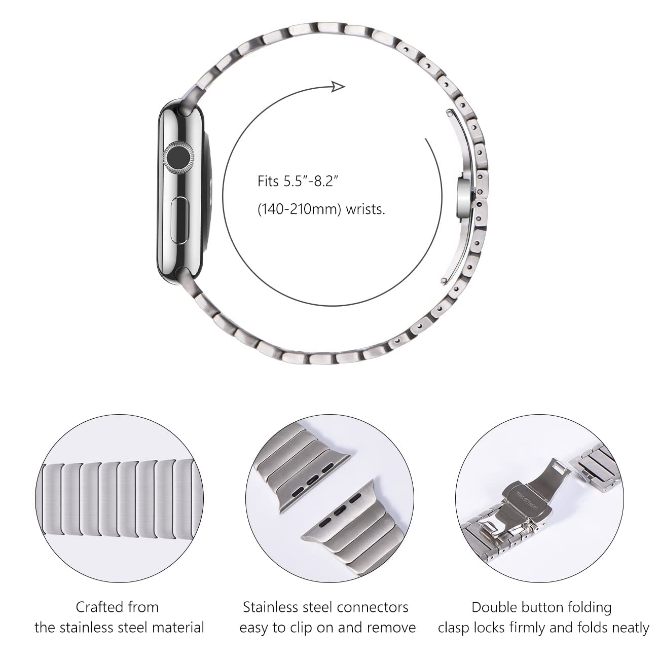 NewWays Titanium & Stainless Steel Link Bracelet for Apple Watch Band Ultra 3 2 1 Band 49mm Series11 10 46mm 42mm 45mm 44mm 41mm 40mm 38mm Series 3-11