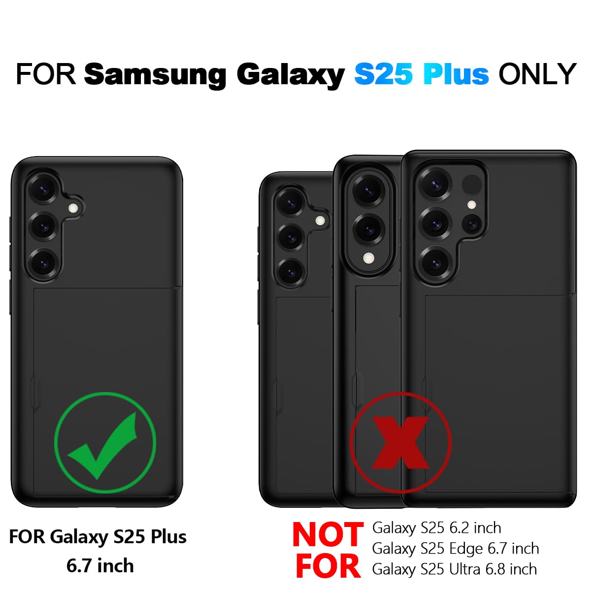 Nvollnoe for Samsung Galaxy S25 Case with Card Holder Dual Layer Heavy Duty Protective Case Hidden Card Slot Slim Wallet Cover for Samsung S25 6.2''(Black)