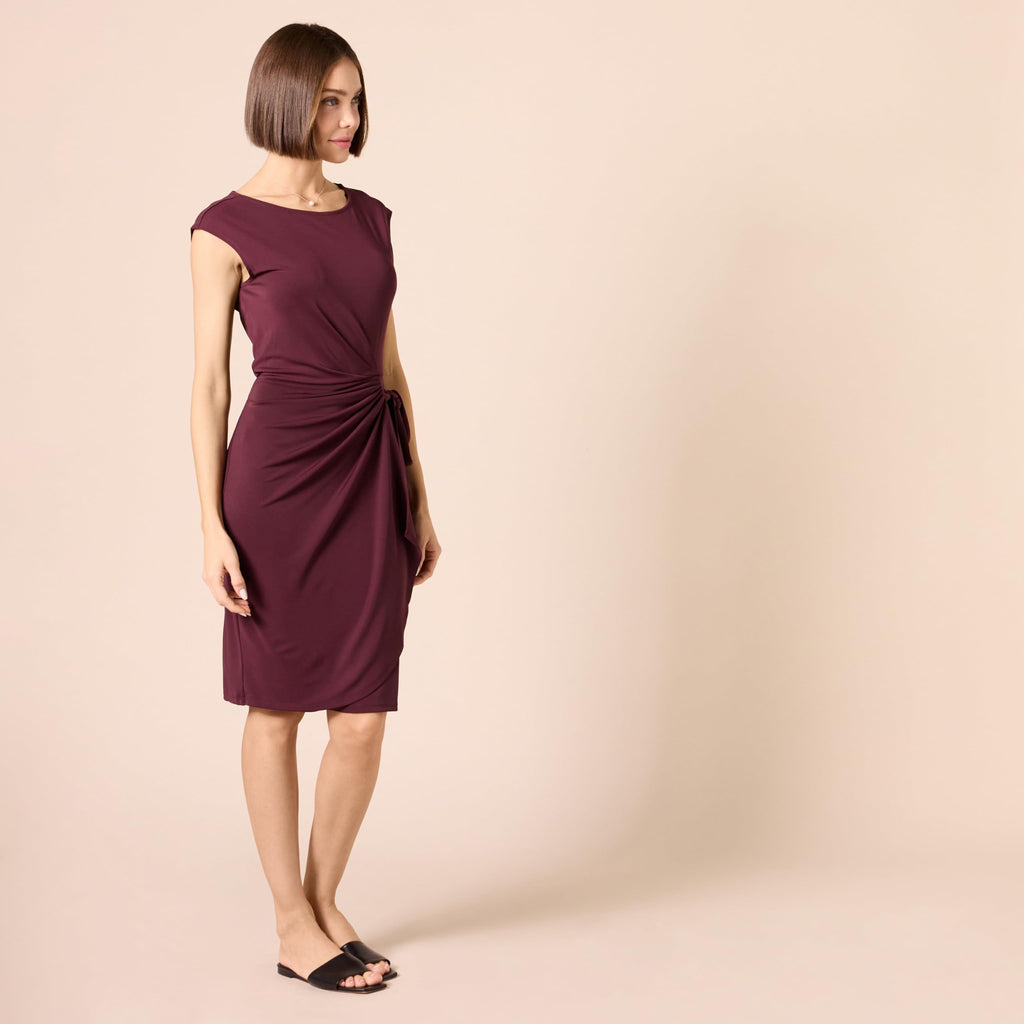 Amazon Essentials Women's Cap Sleeve Boat-Neck Faux Wrap Dress