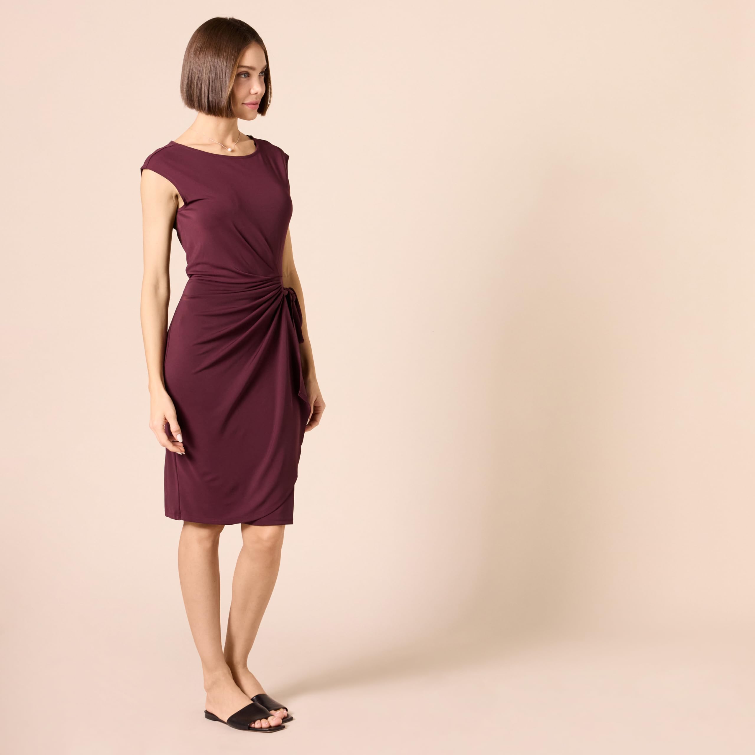 Amazon Essentials Women's Cap Sleeve Boat-Neck Faux Wrap Dress