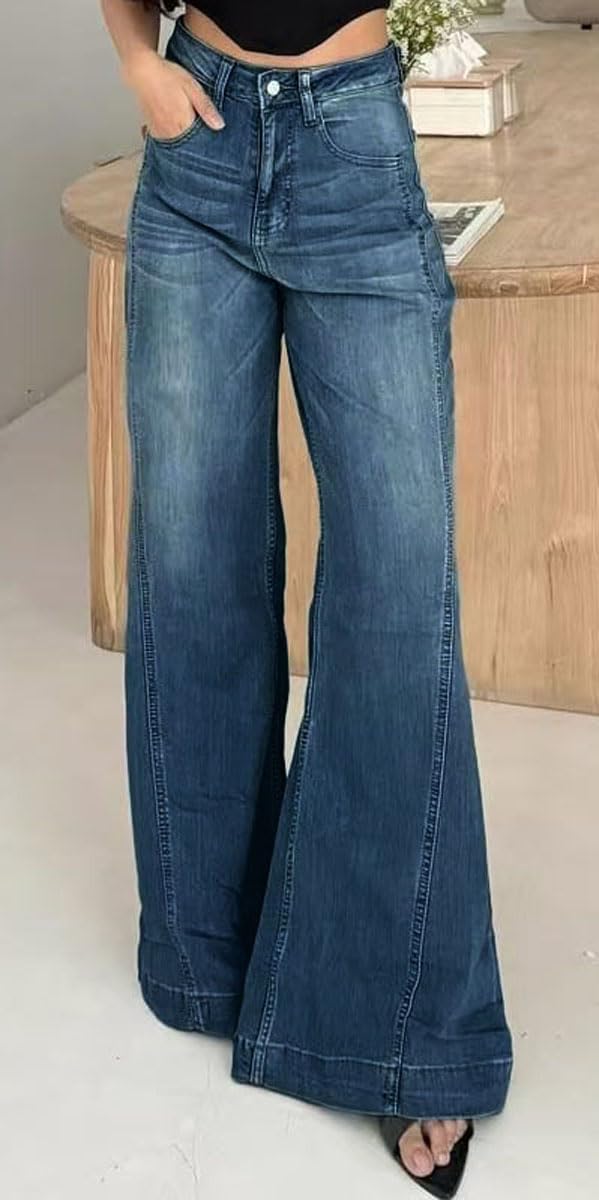 Bell Bottom Jeans for Women Ripped High Waisted Classic Flared Denim Pants