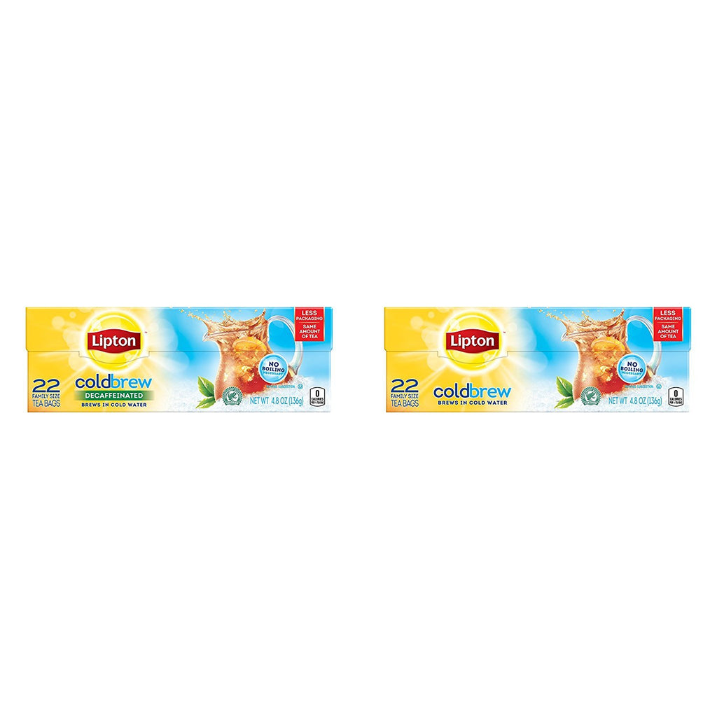 Lipton Cold Brew Iced Tea Bags, Family Size Zero Calories, Easy-To-Make with no boiling needed, 132 Total Tea Bags (22ct - Pack of 6)