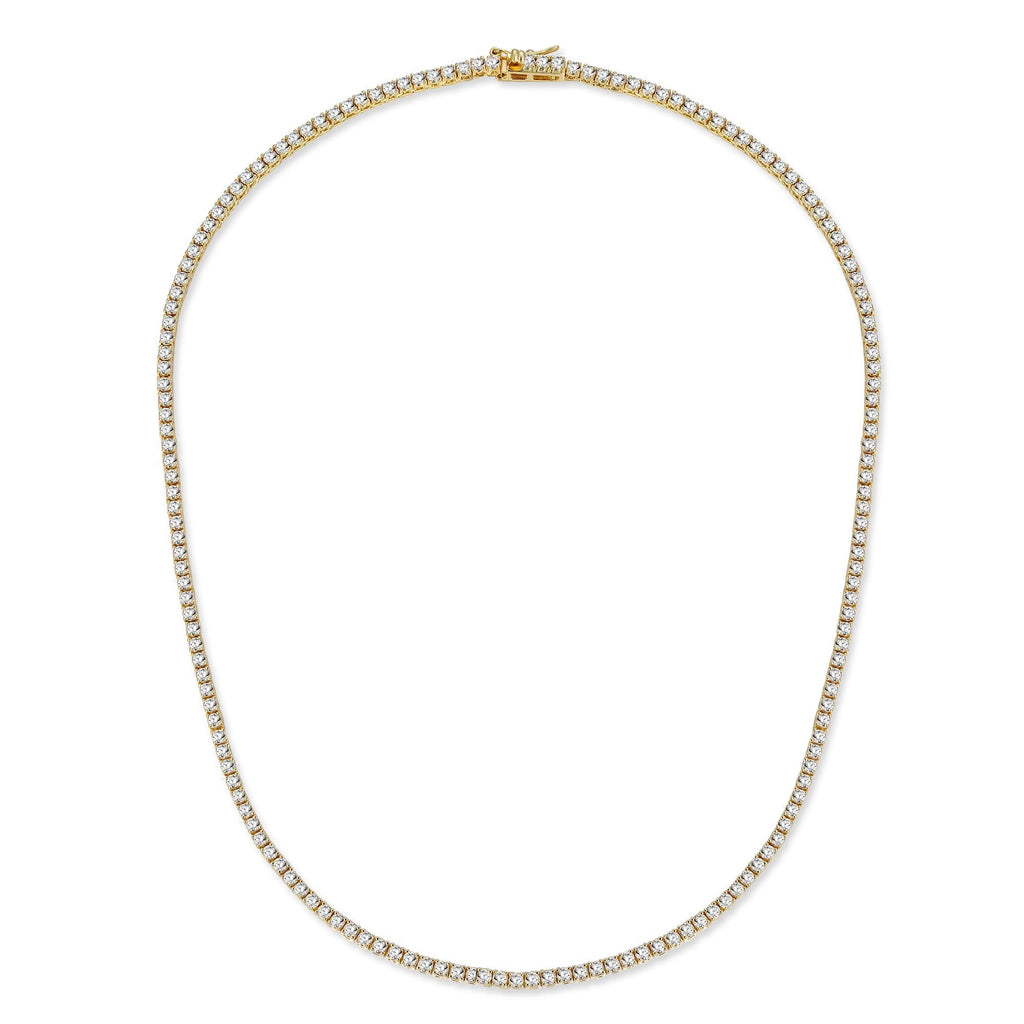 Gemsme 18K White/Yellow Gold Plated 3.0mm Round Cubic Zirconia Classic Tennis Necklace For Women 16-24 Inches