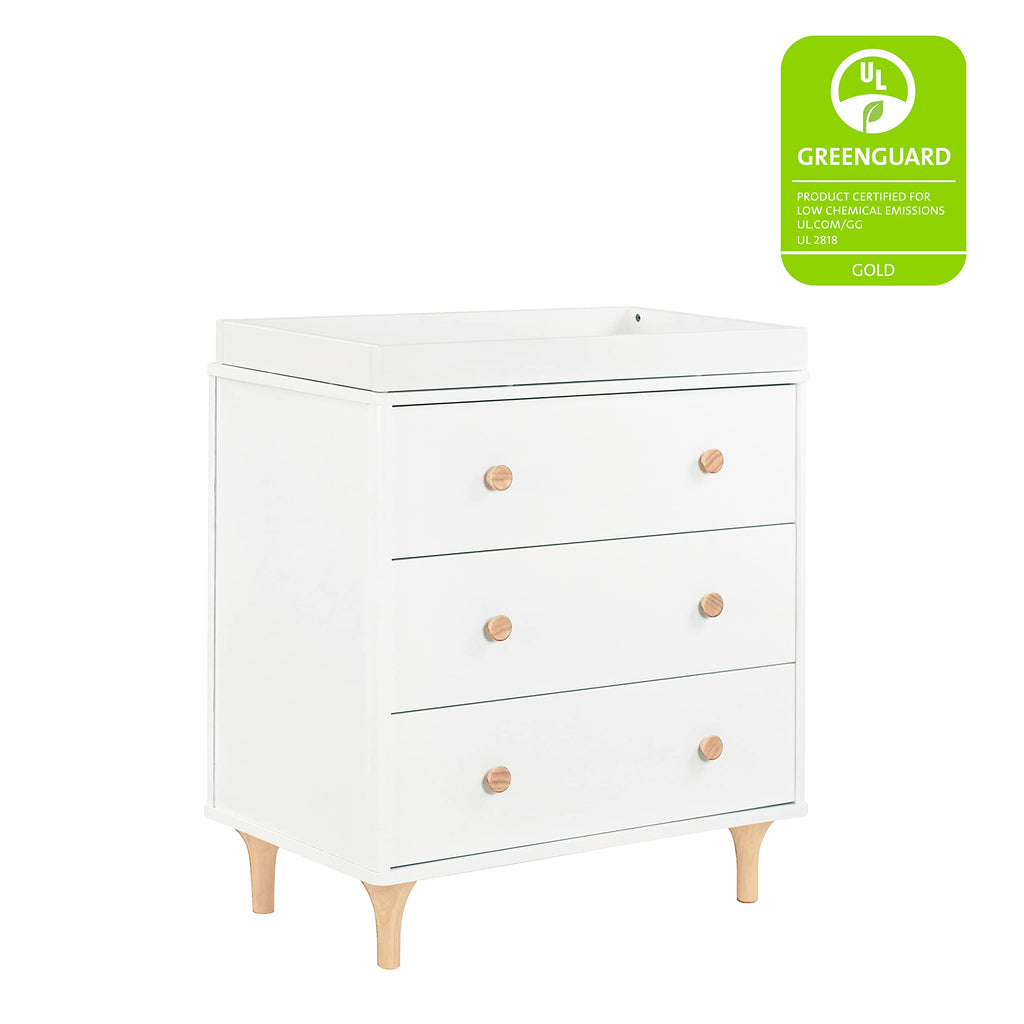 Babyletto Lolly 3-Drawer Changer Dresser with Removable Changing Tray in Natural Walnut, Greenguard Gold Certified