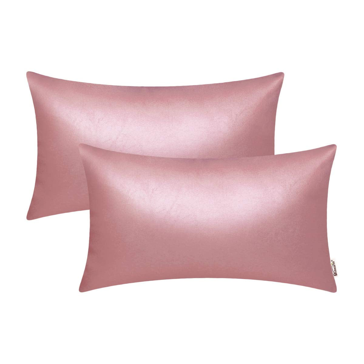 BRAWARM Faux Leather Throw Pillow Covers 16 X 16 Inches - Black Leather Pilow Covers Pack of 2, Solid Dyed Leather Pillowcases for Couch Bed Sofa Garden Home Decorative