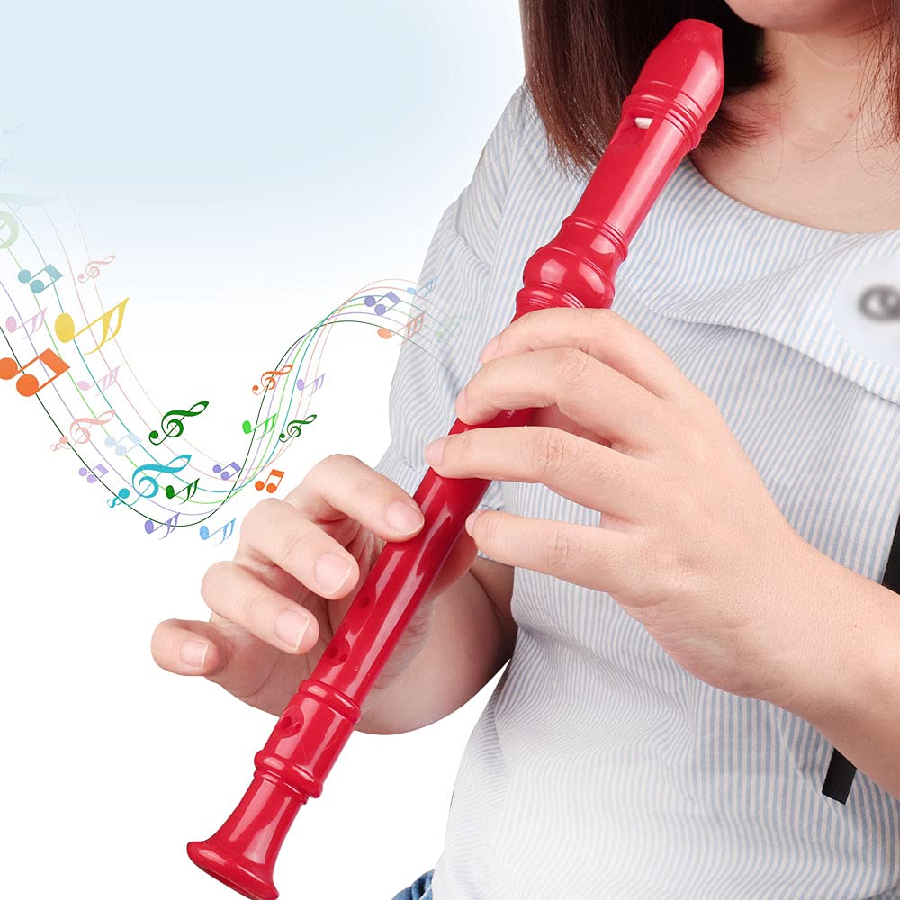 Mr.Power Maple Wooden Soprano Recorder, C Key German Style Fingering 8 Holes 2 Piece School-Approved Musical Instrument Pupil Student Educational (Wood Color)