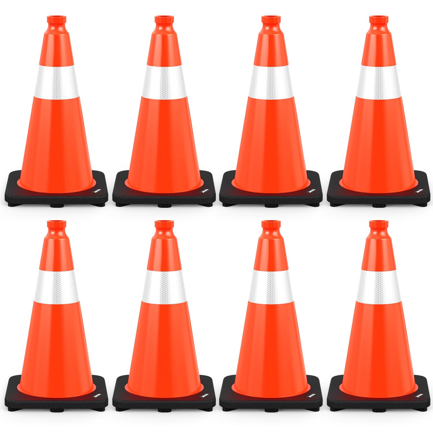 (4 Pack) BATTIFE Traffic Cones 18 Inch with Black Weighted Base, PVC Green Cone for Traffic Control,Construction Events, Driveway Road Parking Lot