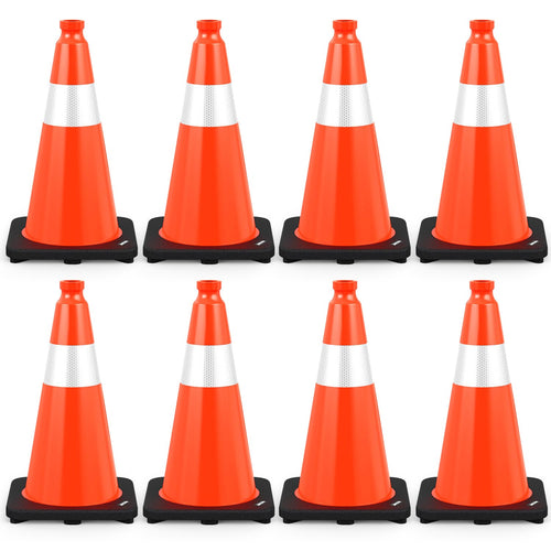 (4 Pack) BATTIFE Traffic Cones 18 Inch with Black Weighted Base, PVC Green Cone for Traffic Control,Construction Events, Driveway Road Parking Lot
