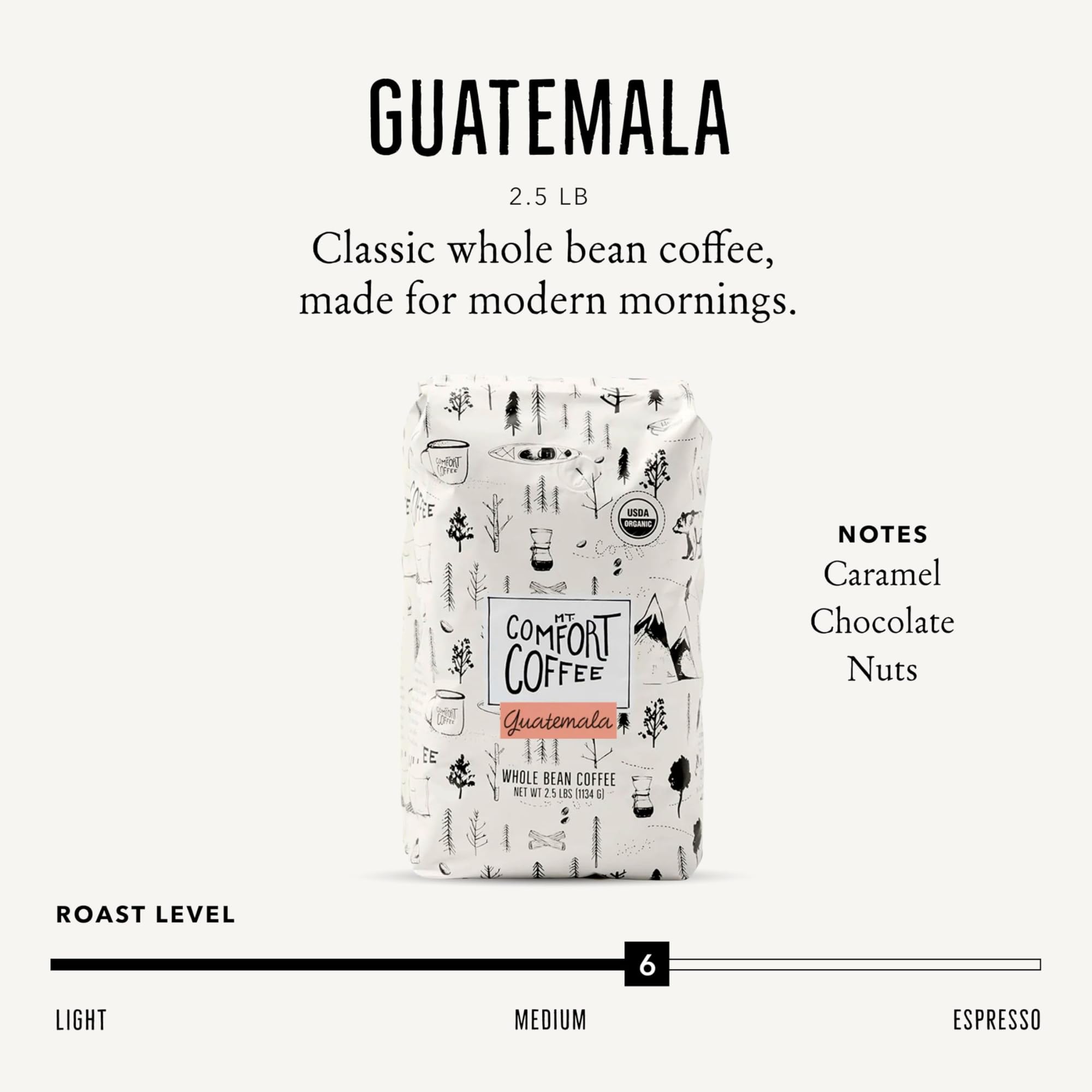 Mt. Comfort Coffee Costa Rica Medium Roast, 2.5lb - Sourced From Local, Costa Rican Coffee Farms - Roasted Whole Bean