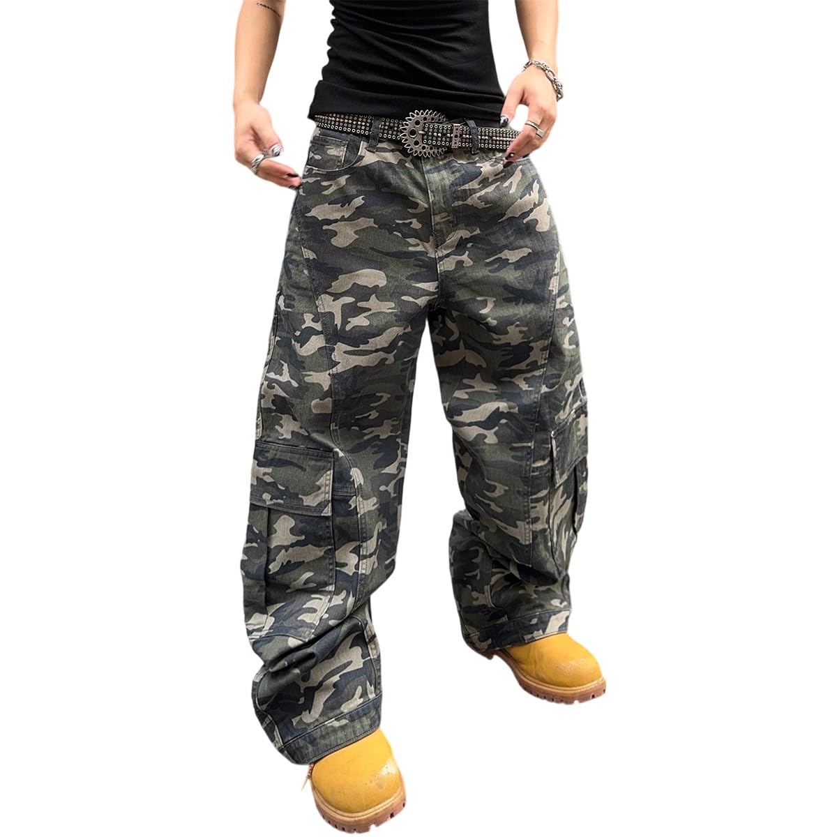 DFGIGT Men's Irregular Sutures Y2k Hip Hop Baggy Jeans Wide Leg Denim Pants Casual Loose Fit Trousers Streetwear