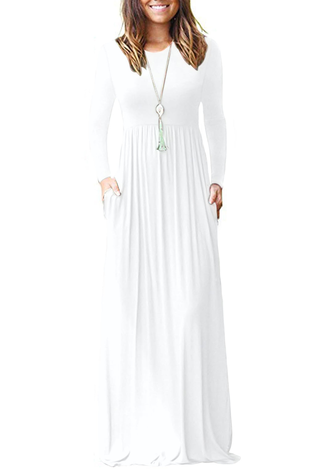 AUSELILY Women's Classic Long Sleeve Dress Loose Plain Long Casual Maxi Dresses with Pockets 2026