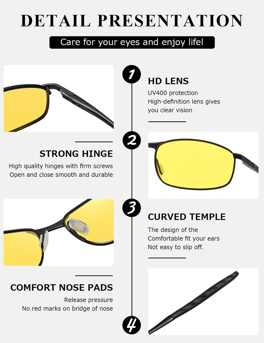 AEVOGUE Polarized Sunglasses For Men Rectangle Metal Frame Retro Sun Glasses AE0395