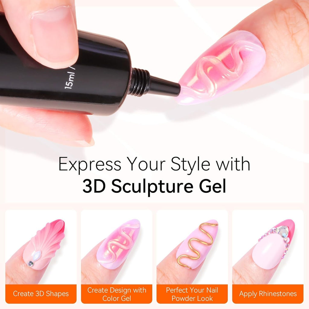 Makartt Rhinestone Glue for Nails: Super Strong Gel Nail Glue for Nail Charms Gems Decorations, 3D Gel Nail Art Bling Jewel Diamonds for Salon & DIY Manicure, 30ML UV Lamp Cured Need Beauty Gifts
