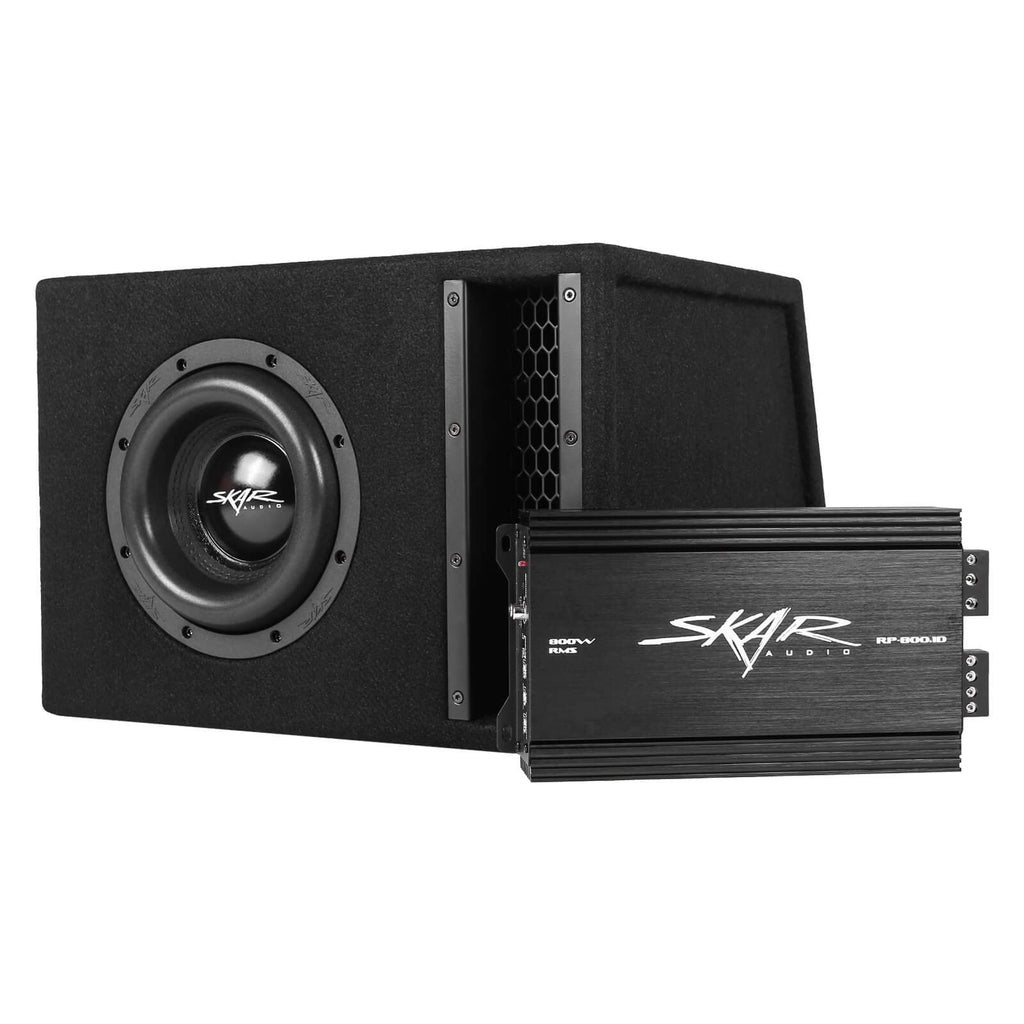 Skar Audio Single 8" Complete 1,200 Watt EVL Series Subwoofer Bass Package - Includes Loaded Enclosure with Amplifier