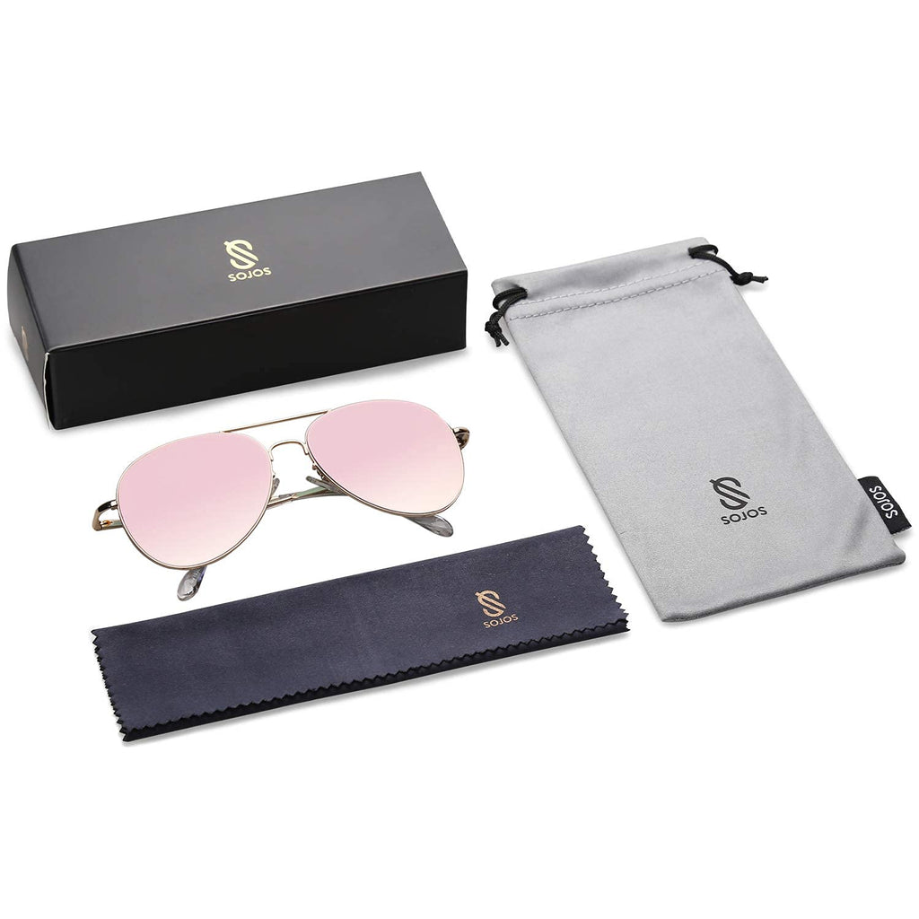 SOJOS Classic Aviator Sunglasses for Women Men Metal Frame Spring Hinges SJ1030