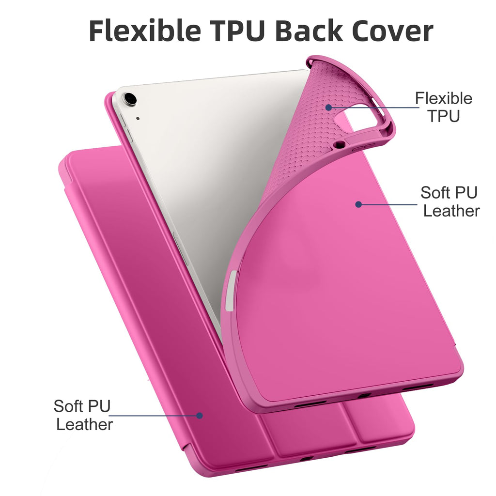 Akkerds Compatible for iPad Air 13 Inch Case (M4/M3/M2) 2026/2025/2024 with Pencil Holder, Trifold Stand Protective Cover/Soft TPU Back for iPad Air 13 Case, Supports Touch ID, Auto Wake/Sleep, Black