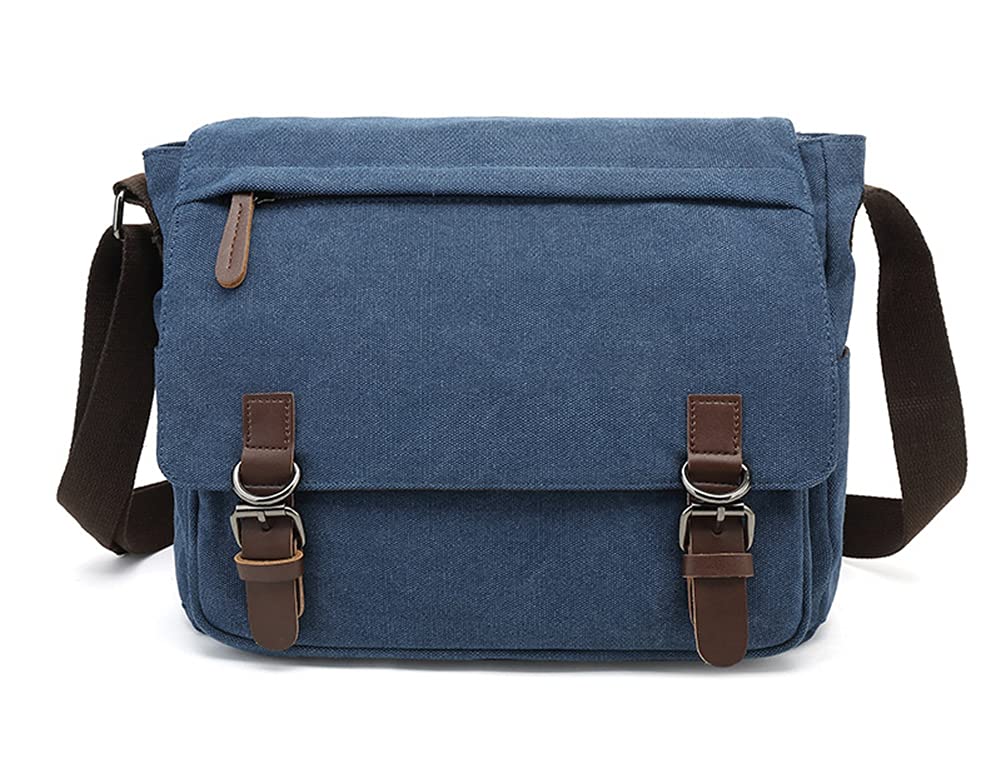 Sechunk Canvas Vintage Messenger Bag Shoulder bag Leather Large Travel Crossbody bags for men women 15inch Laptop