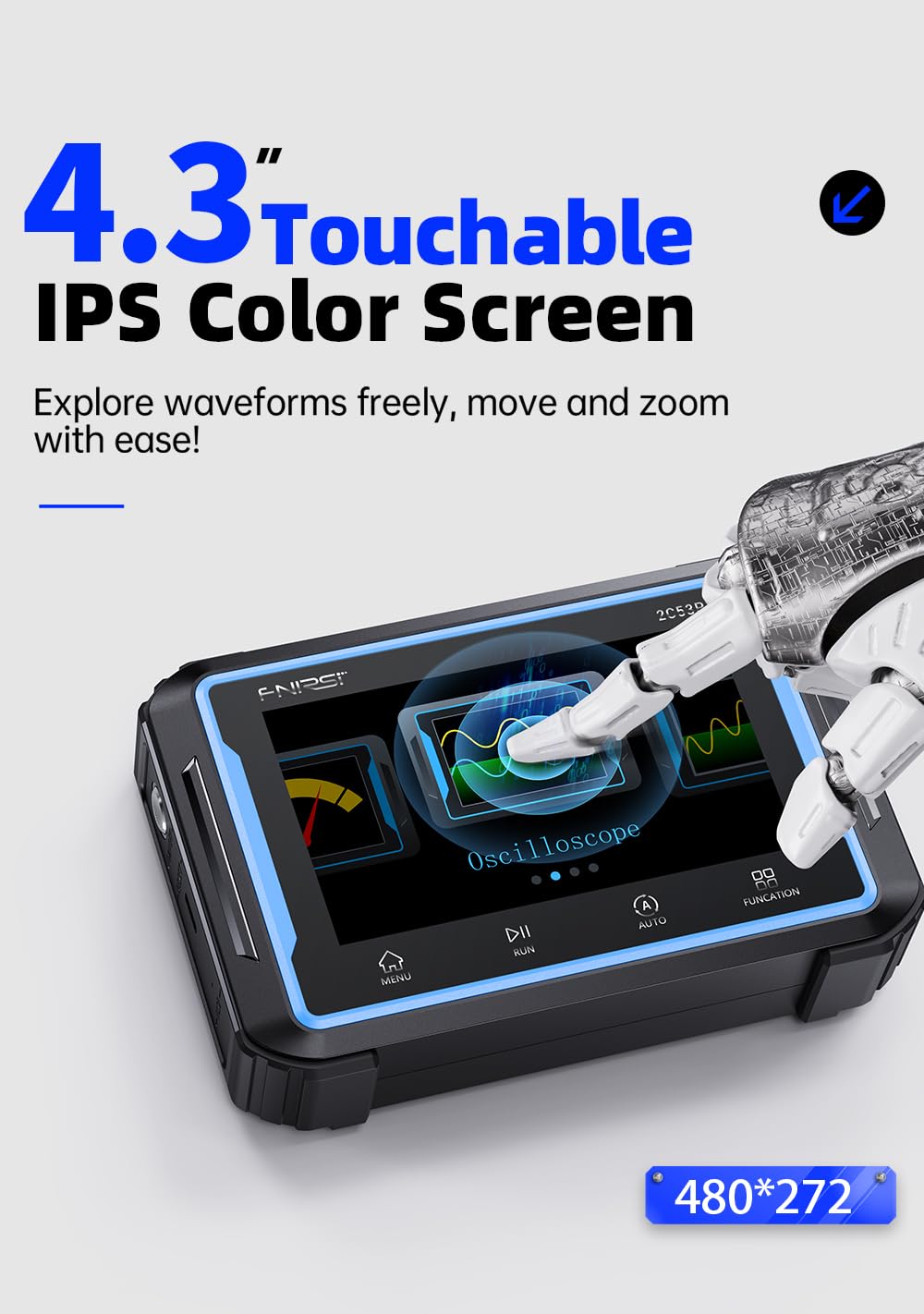 【FNRSI 2C53P Plus Upgraded with Carrying CASE】 3in1 Oscilloscope/Multimeter/DDS Signal Generator Tablet Touch Screen Portable Digital Automotive Oscilloscope 2 Channel 50MHz Bandwidth 250Ms/S Counts