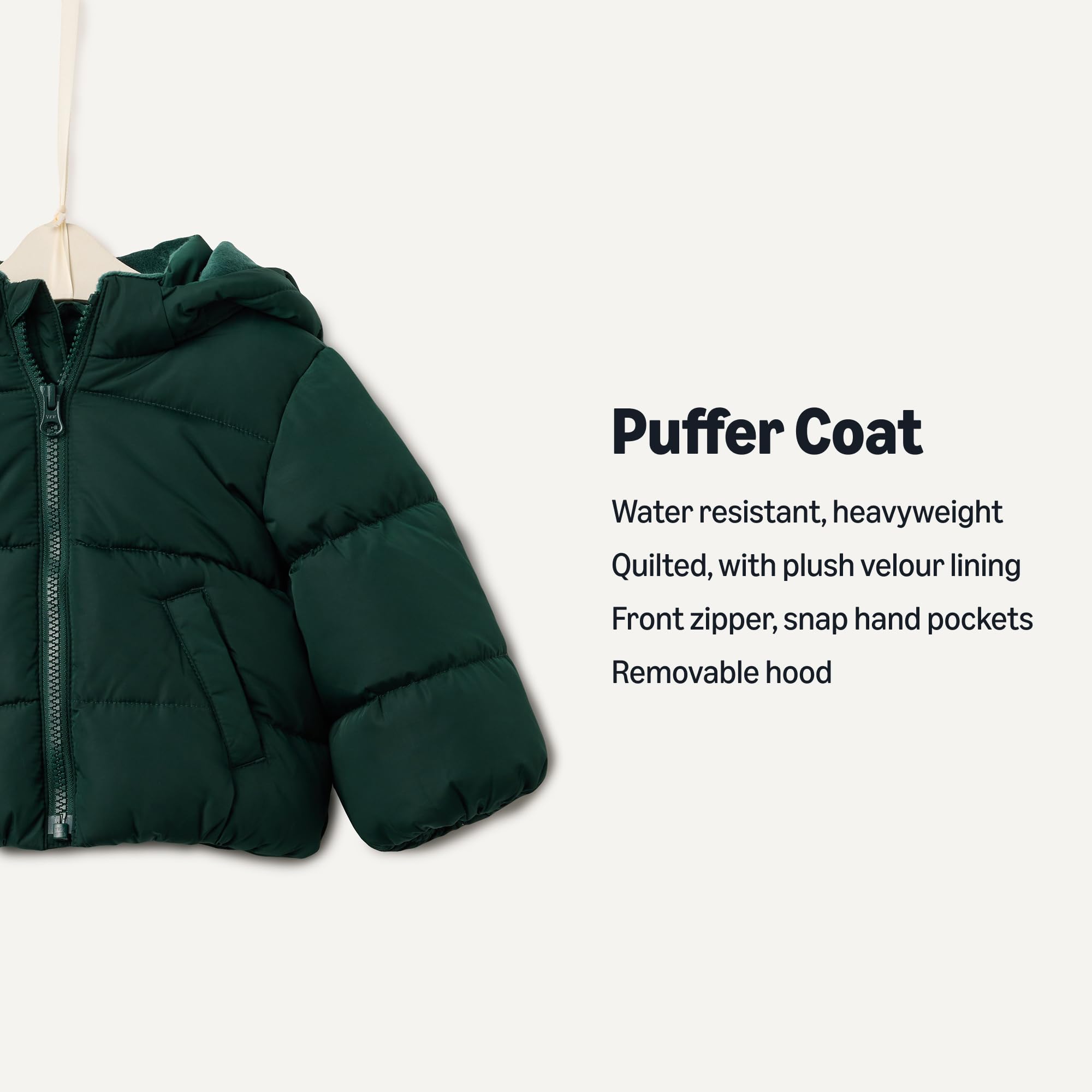 Amazon Essentials x Sofia Grainge Babies, Toddlers, and Boys' Water-Resistant Hooded Puffer Jacket