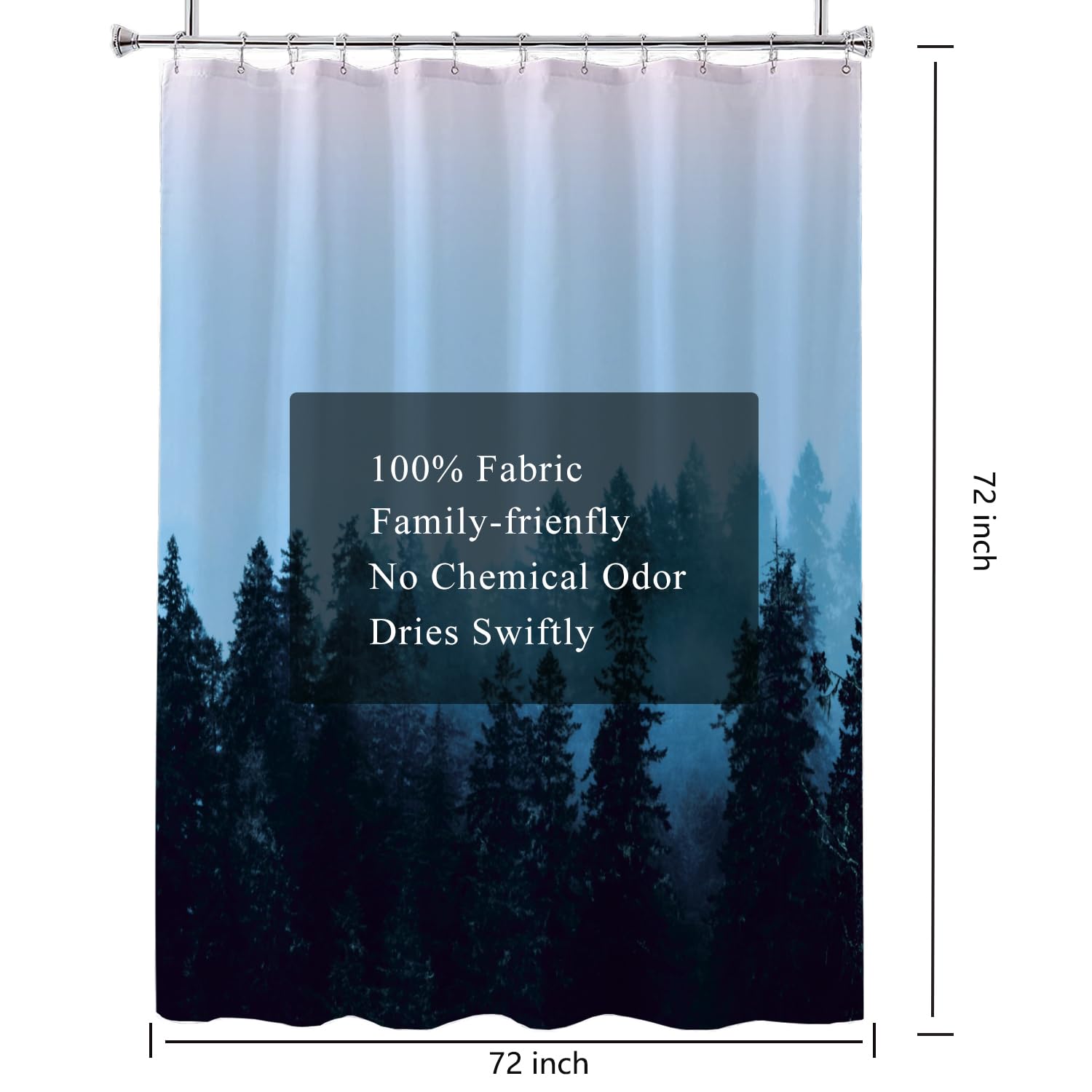 LLSCL Fabric Shower Curtain Liner with Magnets, Waterproof Hotel Quality, 72 x 72 Machine Washable