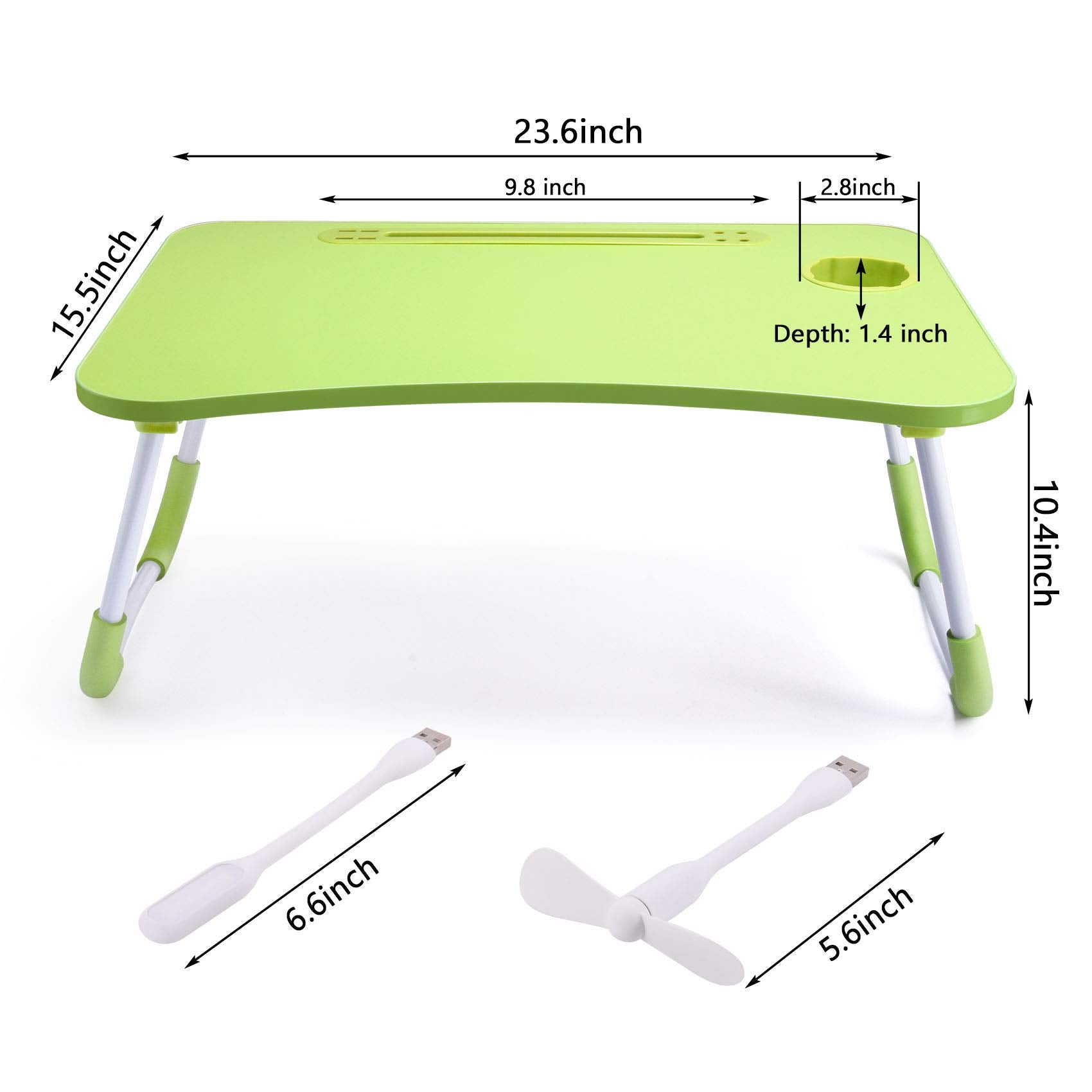Slendor Lap Desk with Cup Holder, Foldable Laptop Table for Bed, Portable Bed Desk for Laptop and Writing, Computer Tray with Tablet Slot, Notebook Stand Reading Holder for Couch Sofa Floor,Black