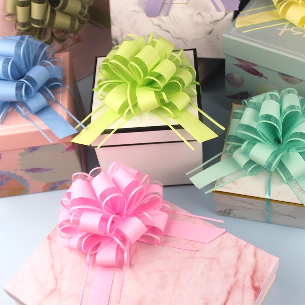 6 PCS Large Pull Bows,Bow for Gift Wrapping,6 inches,Christmas Party Birthday Gift Wedding Ribbon Bows for Wrapping Boxes or Flower Decorations, Valentine's Day Gift Decorations