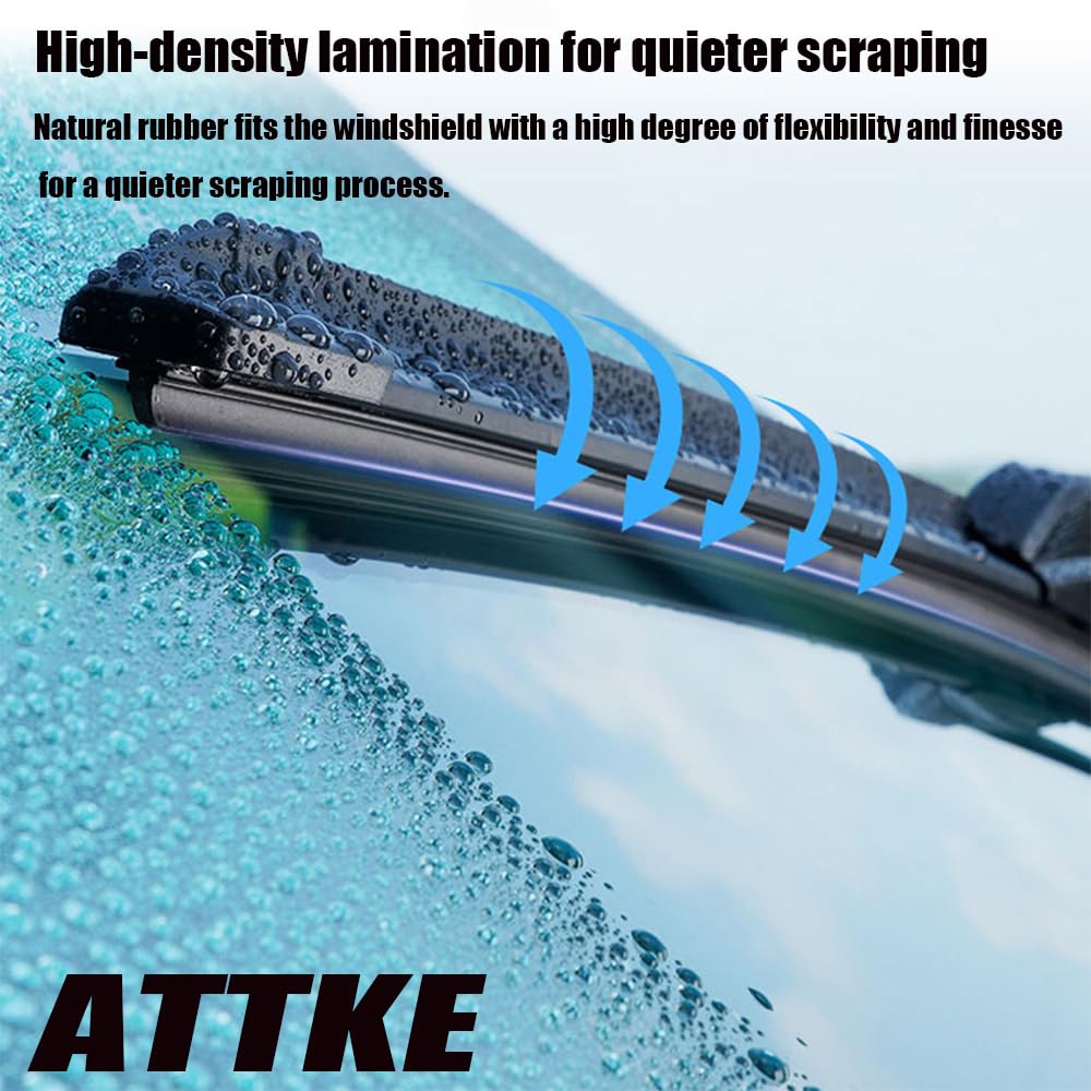 ATTKE OEM Quality Front Windscreen Wiper Blades for Jeep Wrangler 1997-2006/Porsche 911 1978-1994/Suzuki Samurai 1986-1995 (13″+13″ Front Windshield Wiper Blade Set)