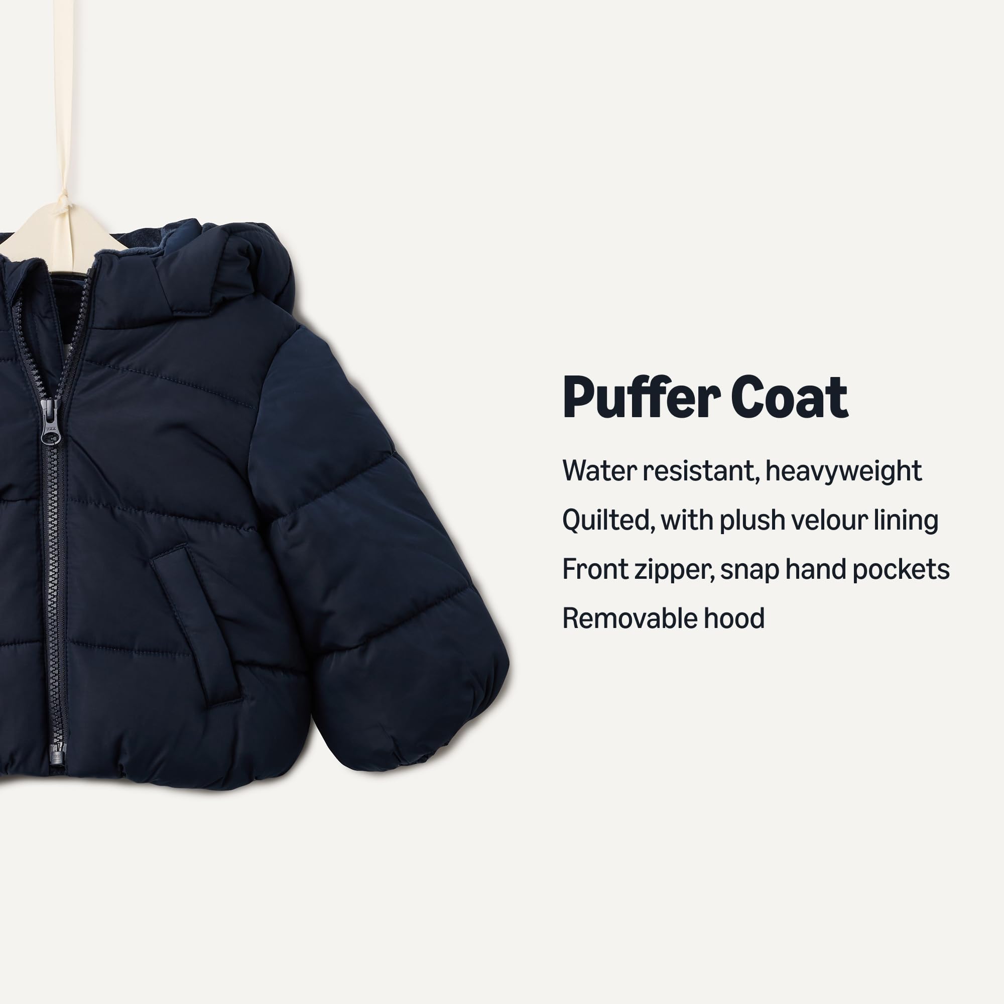 Amazon Essentials x Sofia Grainge Babies, Toddlers, and Boys' Water-Resistant Hooded Puffer Jacket