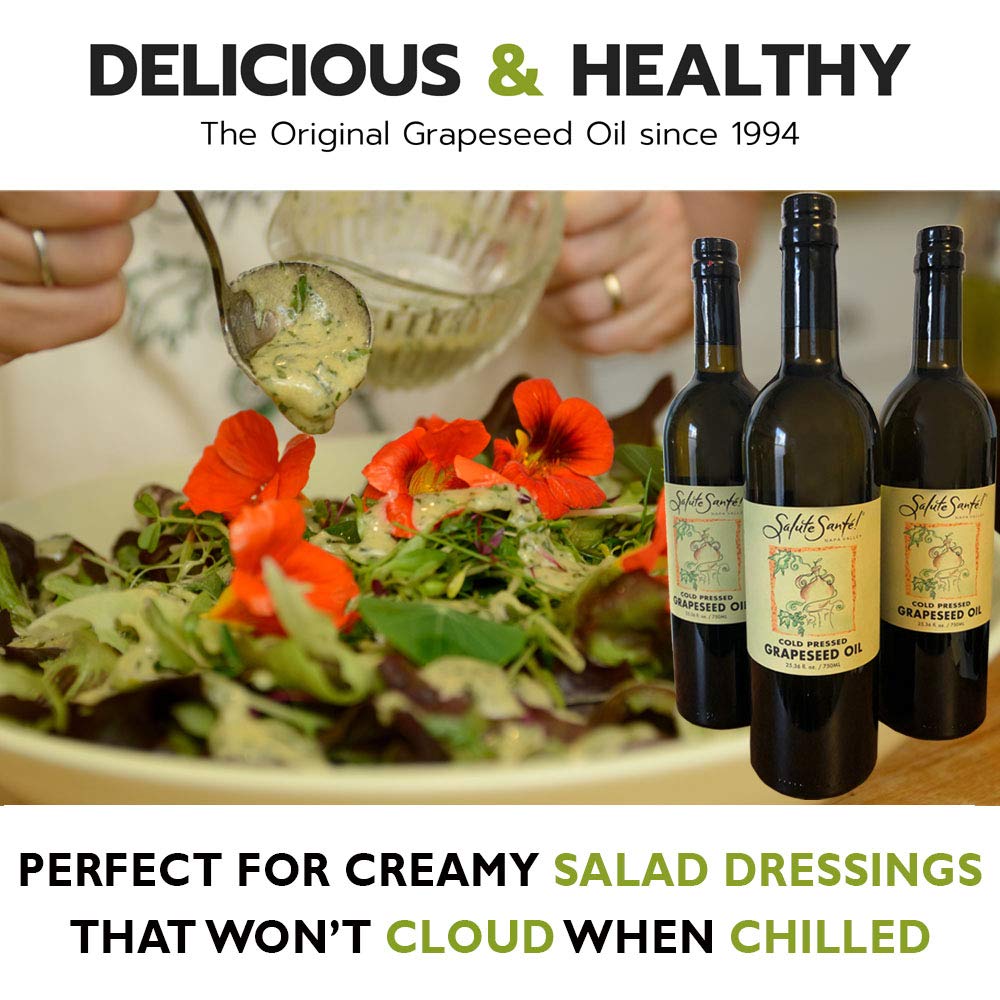Salute Santé! Cold Pressed Grapeseed Oil – 500 ml 1-Pack — cooking oil, grapeseed oil — High Smoke Point, Neutral Flavor, Ideal for Frying, Baking & Salad Dressings Gourmet kitchen essential