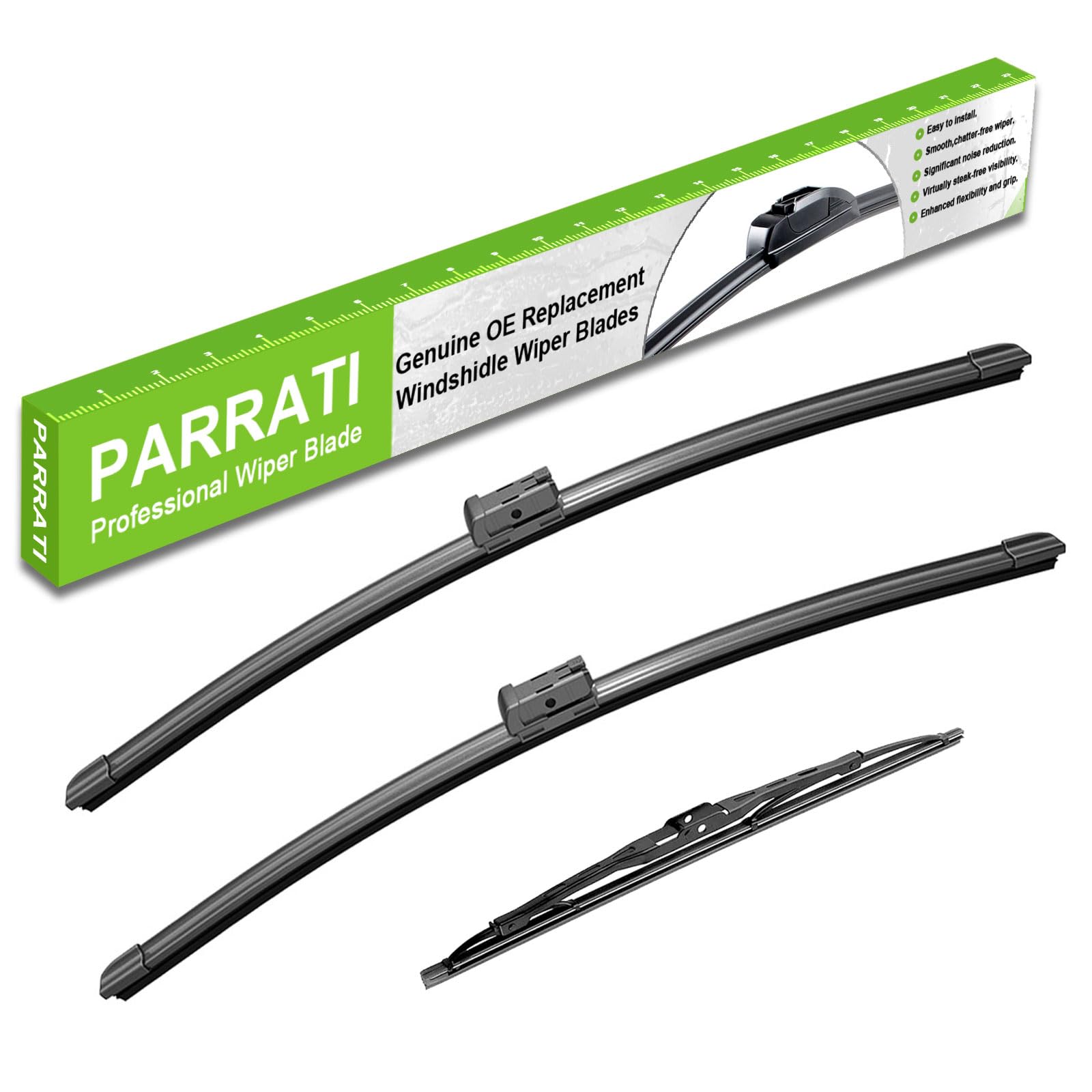PARRATI® Windshield Wipers for Jeep Wrangler 2007-2017/Wrangler JK 2008-2018,15"+15" Front and 13" Rear,OEM Replacement Wiper Blades,Quiet & Streak-Free(Set of 3)
