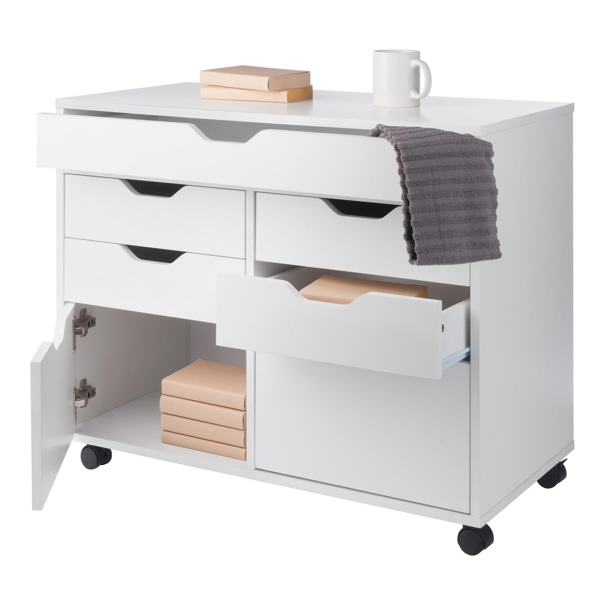Winsome Halifax Mobile Storage Cabinet with Doors & Drawers, Stylish & Functional Home Storage Cabinet for Filing, Kitchen Organization, Moveable Furniture for Office, Dorms, Apartments