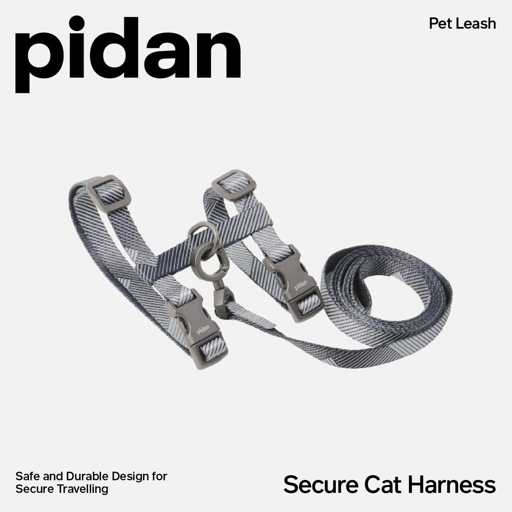 pidan Cat Harness and Leash Set, XL Size for Large Cats, Escape Proof | Adjustable Kitten Harness for Large Small Cats, Lightweight Soft Walking Travel Harness (Grey-M Size)