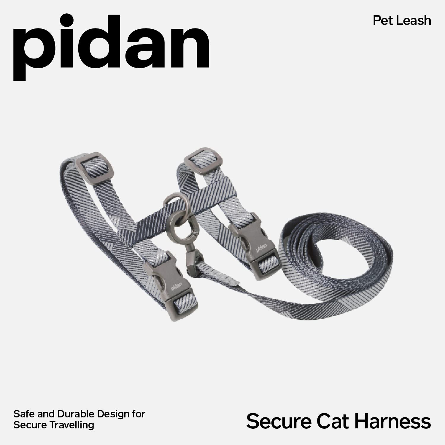 pidan Cat Harness and Leash Set, XL Size for Large Cats, Escape Proof | Adjustable Kitten Harness for Large Small Cats, Lightweight Soft Walking Travel Harness (Grey-M Size)