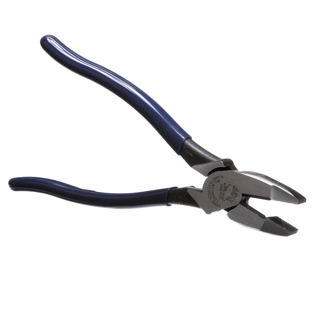 Klein Tools D213-9NETH Lineman's Bolt-Thread Holding Pliers, High-Leverage Streamline Design with Rounded Nose and Knurled Jaw, 9-Inch