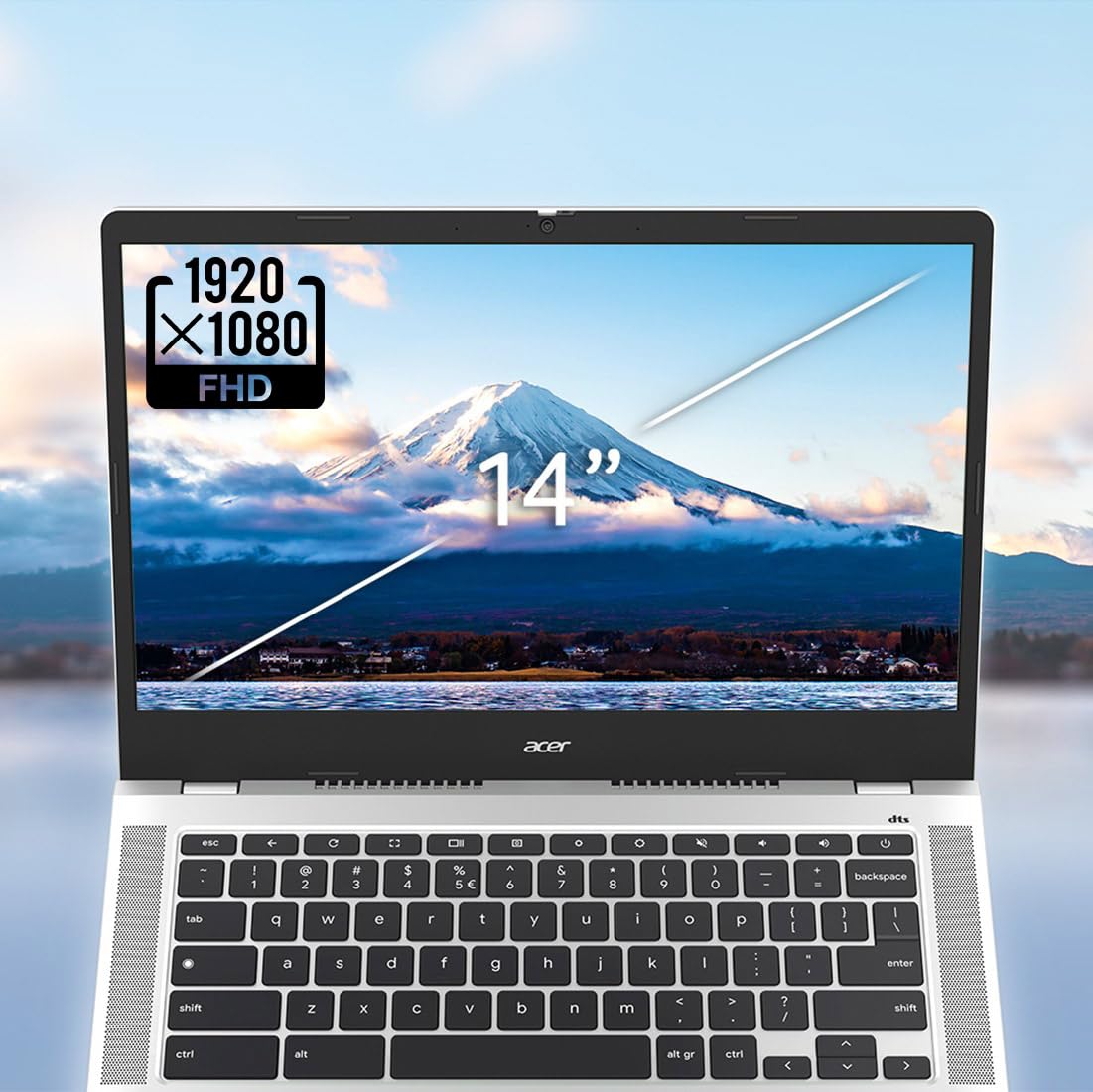 Acer Chromebook 314 CB314-4H-C2UW Laptop | Intel Processor N100 | 14" Full HD (1920 x 1080) IPS Display | 4GB LPDDR5 | 64GB eMMC | Intel Wireless Wi-Fi 6E AX211 | Chrome OS | Pure Silver