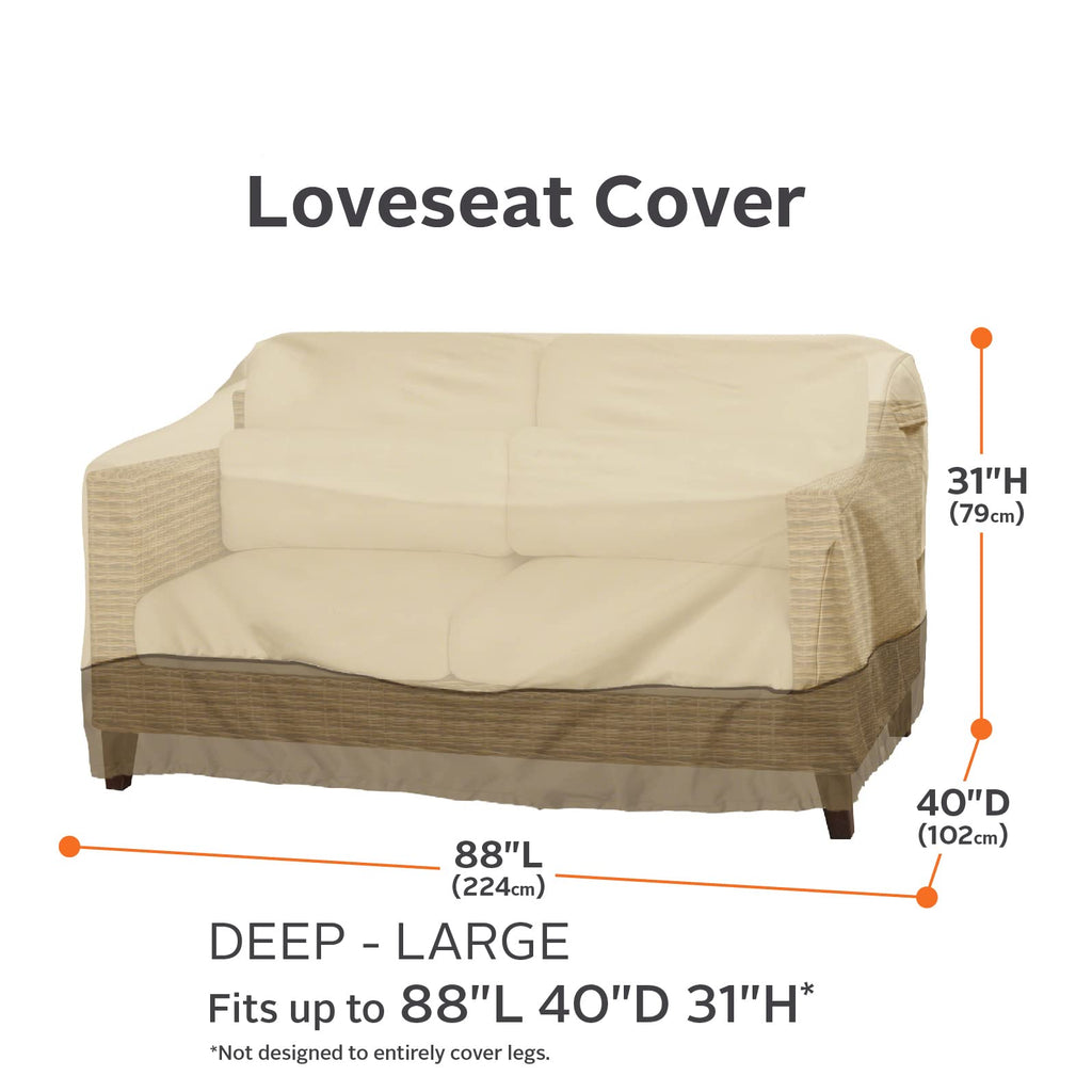 Classic Accessories Veranda Water-Resistant 58 Inch Deep Seated Patio Sofa/Loveseat Cover, Patio Furniture Covers