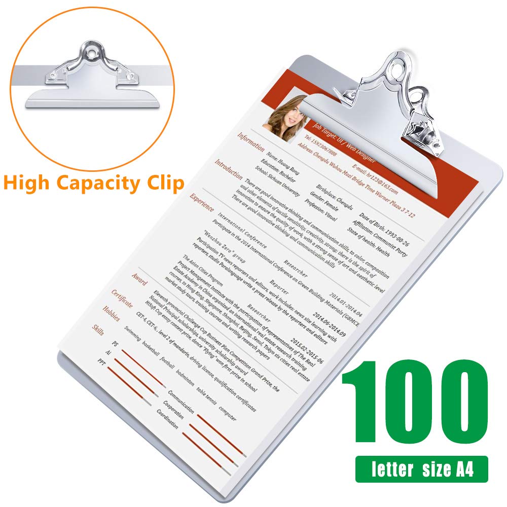 ROCOFF Metal Clipboard, Aluminum Heavy Duty Clipboard with Cover, Rust Proof & Protect Documents from Spilled Liquid, Letter Size Paper Holder with High Capacity Clip, Greate for Business or Study