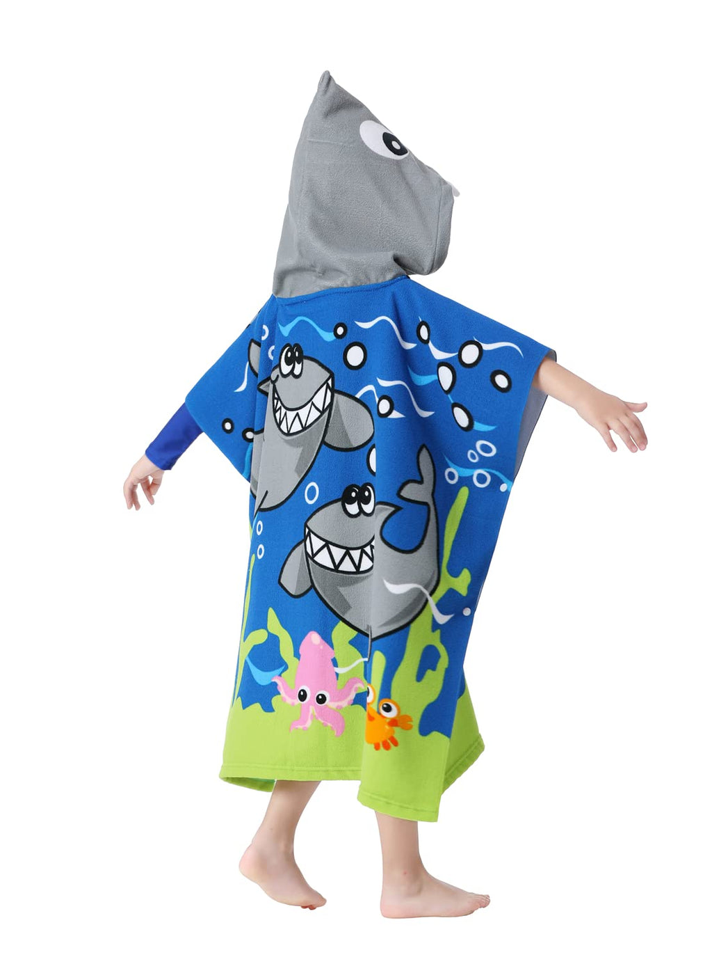 Soft Microfiber Swim Cover-ups for 3 to 10 Years Old Kids Hooded Bath Beach Poncho Towels (Alligator, Fits 3-10 Years)