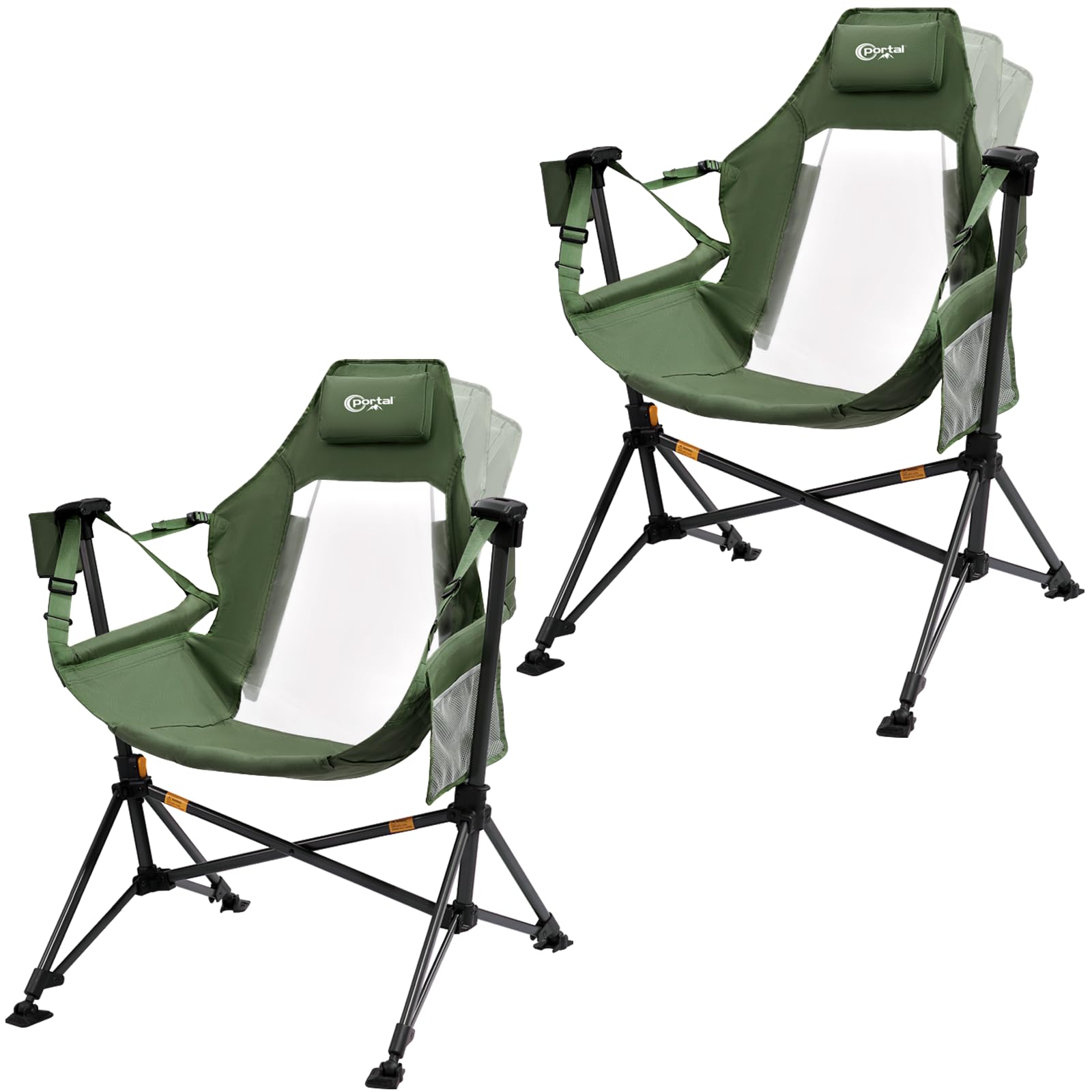 Portal Hammock Camping Chair, Portable Outdoor Swinging Chairs with Adjustable Back and Height for Lawn, Backyard, Patio, Supports 400 lbs, Breathable Mesh High Back, Blue