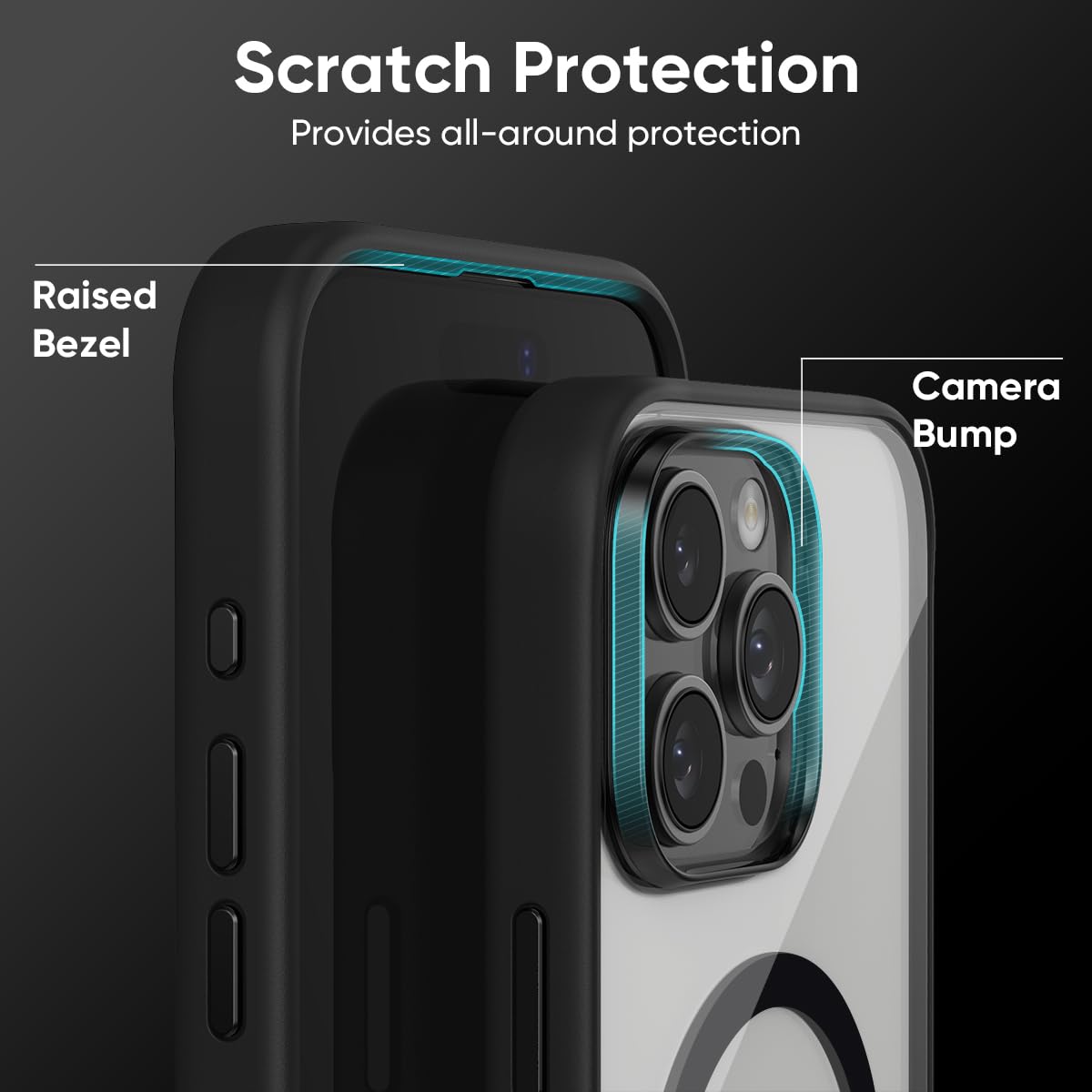 FLOLAB Surtect Tri-Fusion Magnetic for iPhone 16 Case Protective Slim Design Magsafe Compatible Military Grade - Black Clear