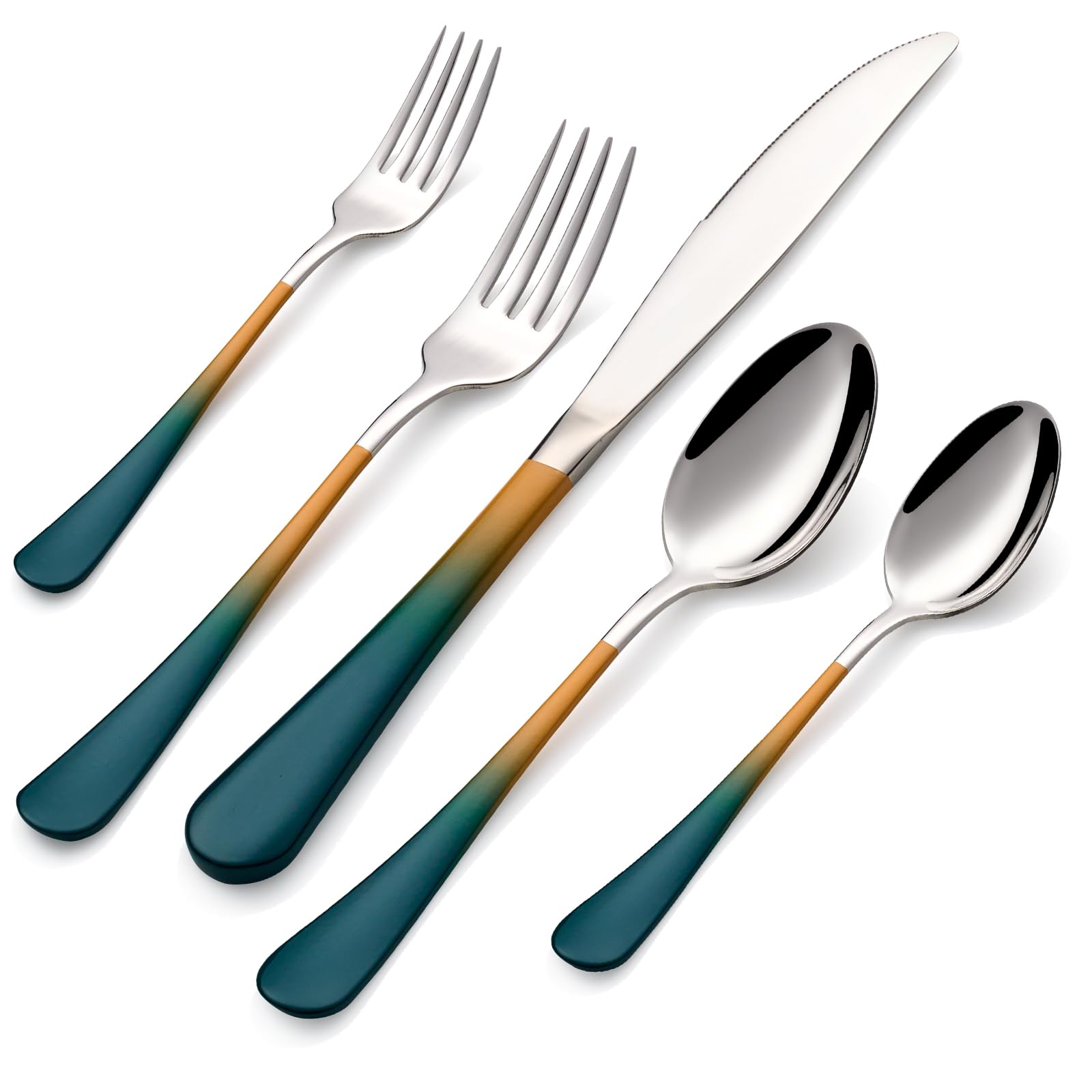 20-Pieces Blac and Pink Silverware Sets for 4,Pink Handle Stainless Steel Cutlery Set, Include Forks Spoons and Knives Set, Dishwasher Safe Utensil Sets for Home Restaurant