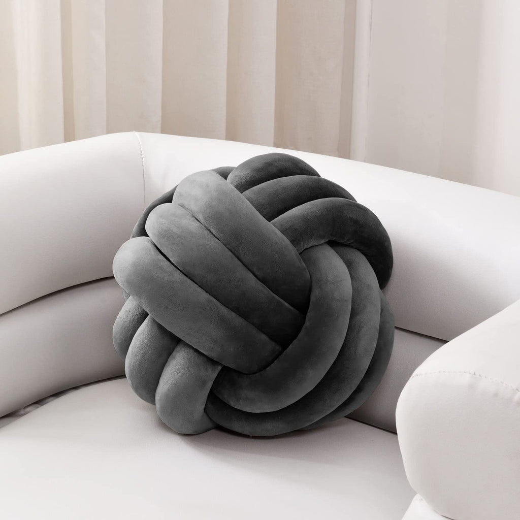 Sioloc Soft Knot Ball Pillows,Round Throw Pillow Cushion Home Decoration Plush Pillow,Throw Knotted Pillow Handmade Round Pillow（7.8inches,Beige）