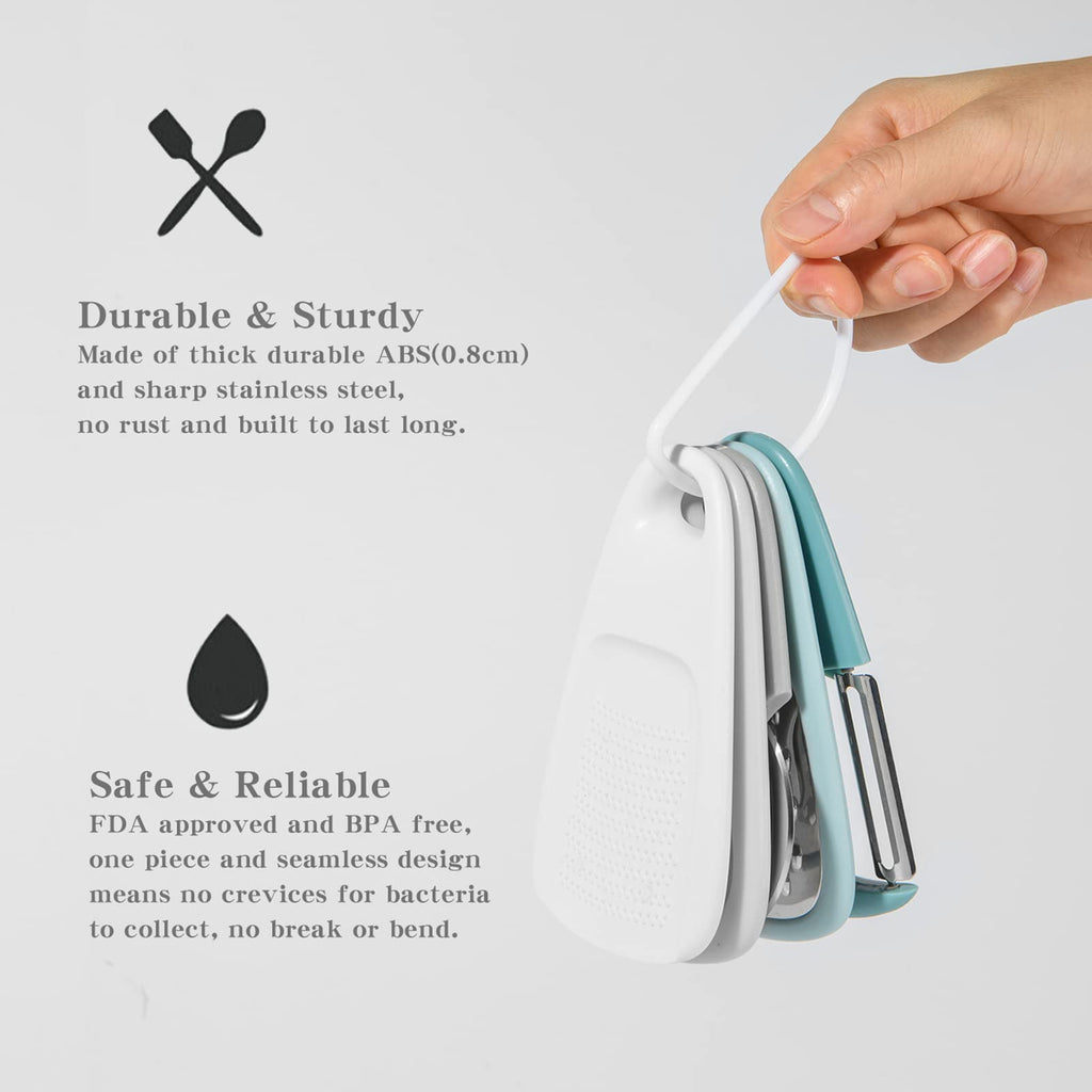 5 Pieces Kitchen Gadgets Set - Space Saving Cooking Tools Accessories Cheese Chocolate Grater, Fruit Vegetable Peeler, Bottle Opener, Pizza Cutter, Burlap Bags with Drawstring Gift Set