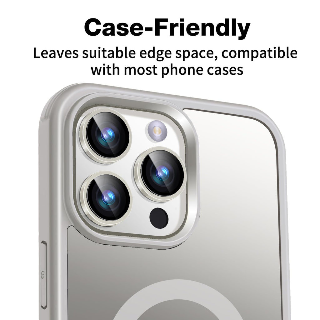 Matekxy Glitter Camera-Lens Protector for iPhone-16 Pro-Max - 16 Pro Anti-Scratch Tempered Glass with Aluminum Edging, Cute Girly Metal Individual Bling Ring Cover for Women, Black Titanium