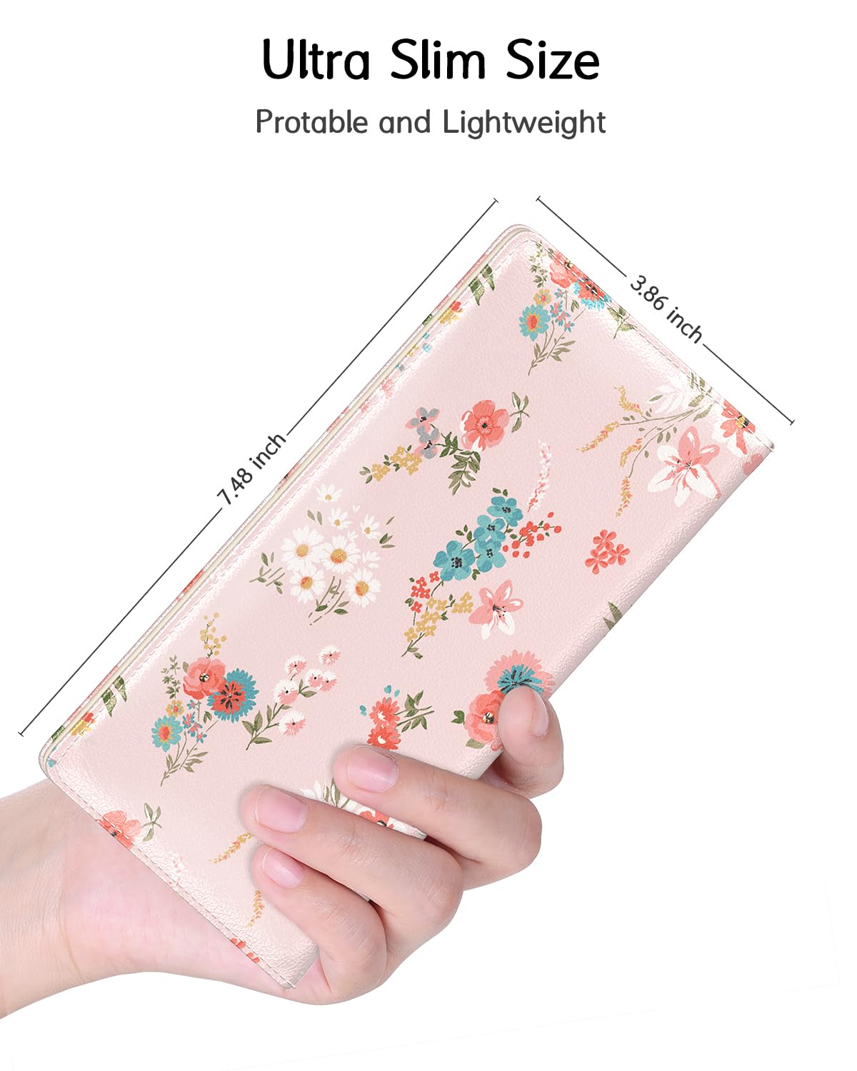 Nipichsha Womens Wallet, RFID Slim Wallets for Women, Thin Ladies Credit Card Holder Purse, Cute Leather Bifold Clutch Billfold with 11 Card Slots & ID Window, Abstract Boho Leaf